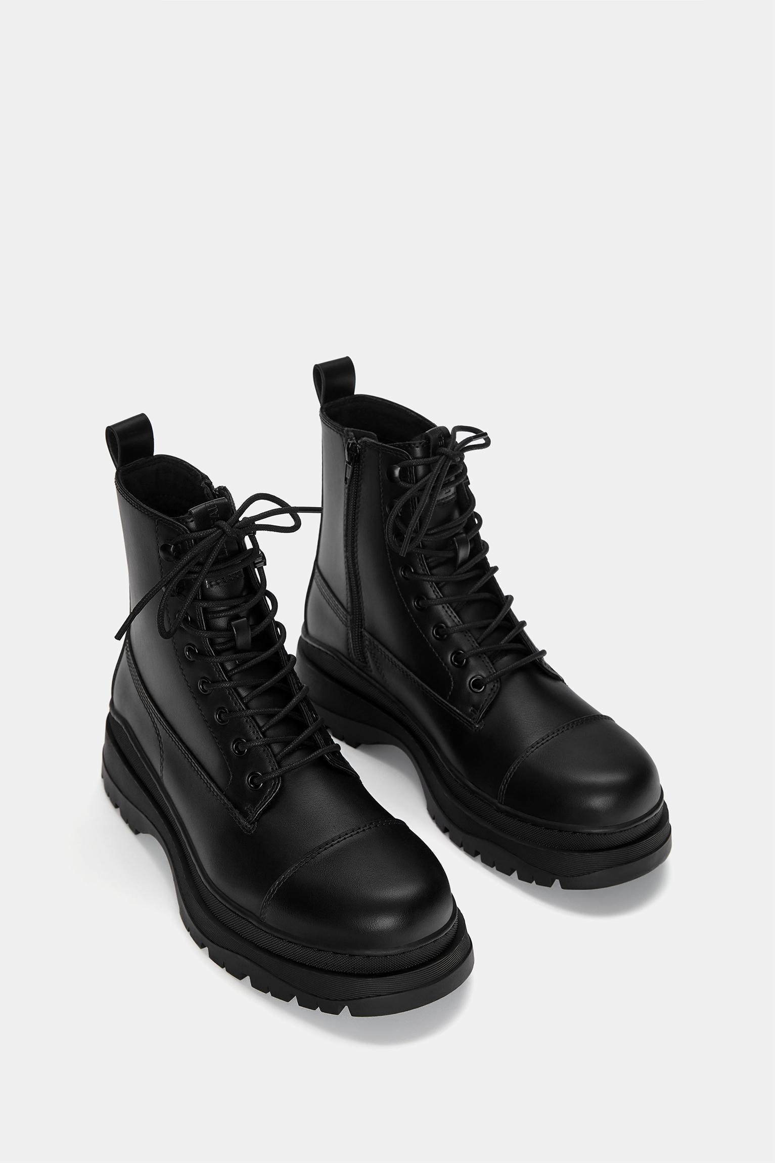 Lace-up chunky boots with lining Product Image