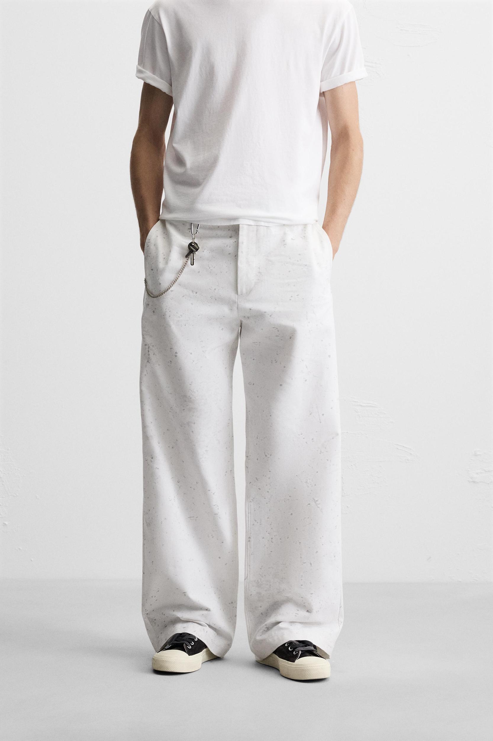 WIDE FIT ABSTRACT PRINT PANTS Product Image