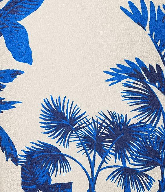 Skies Are Blue Plus Size Border Satin Long Sleeve Woven Coordinating Blouse Product Image