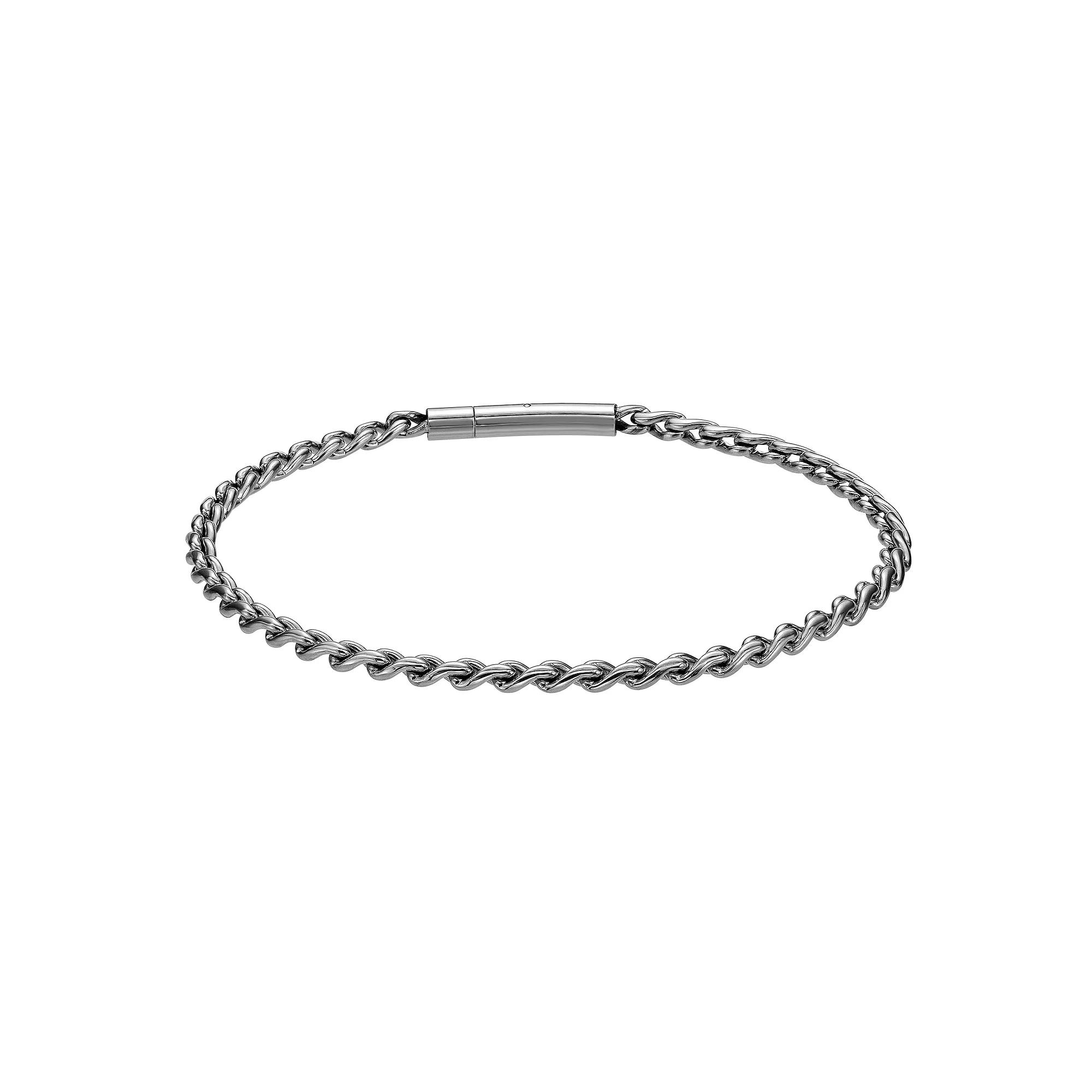 LYNX Men's Stainless Steel 3 mm Rope Chain Bracelet, Size: 9, White Product Image