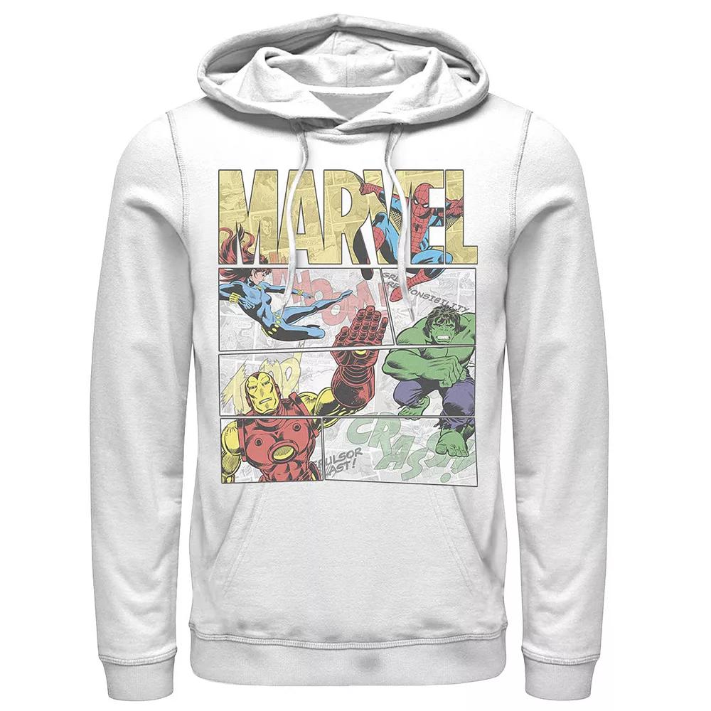 Men's Marvel Retro Avengers Comic Panel Build-Up Hoodie, Size: Large, White Product Image