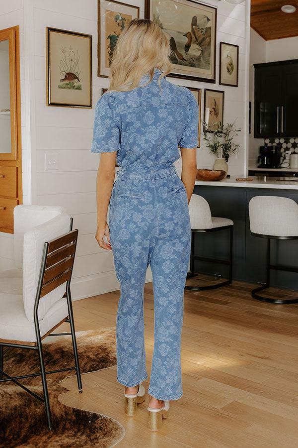 Garden Galore Denim Jacquard Jumpsuit Product Image