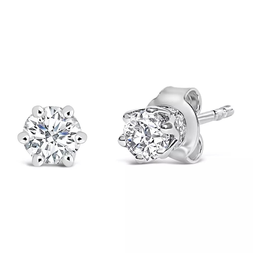 Haus of Brilliance 14k White Gold 1/2 Carat T.W. Lab-Grown Diamond 6-Prong Crown Stud Earrings, Women's Product Image