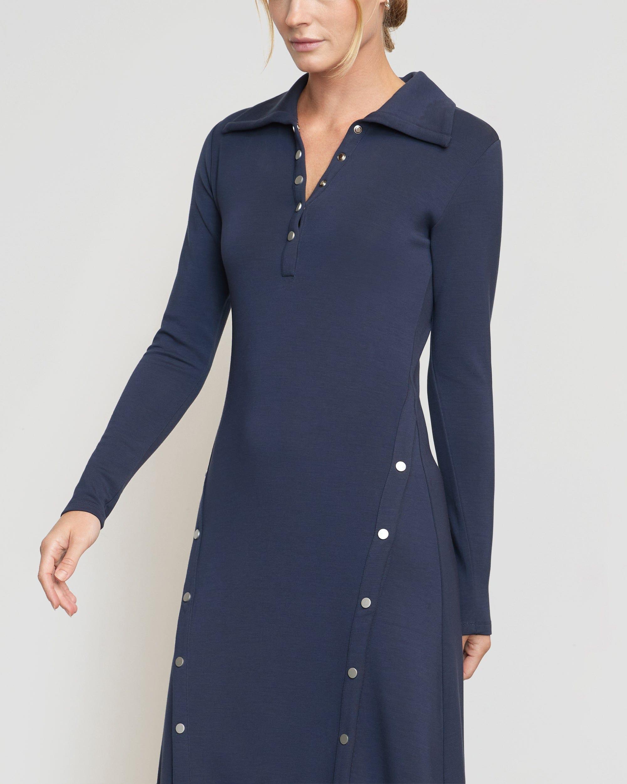 Shawna Button-Accent Collared Dress Product Image