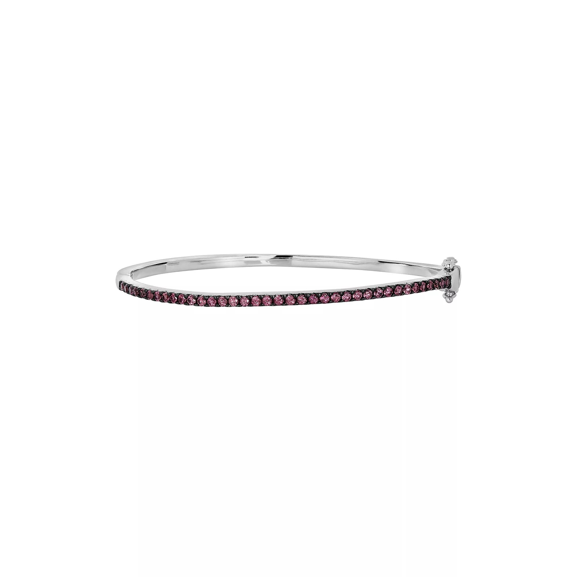 Diamond Splendor Sterling Silver Rhodolite Garnet Bangle Bracelet, Women's, Red Product Image