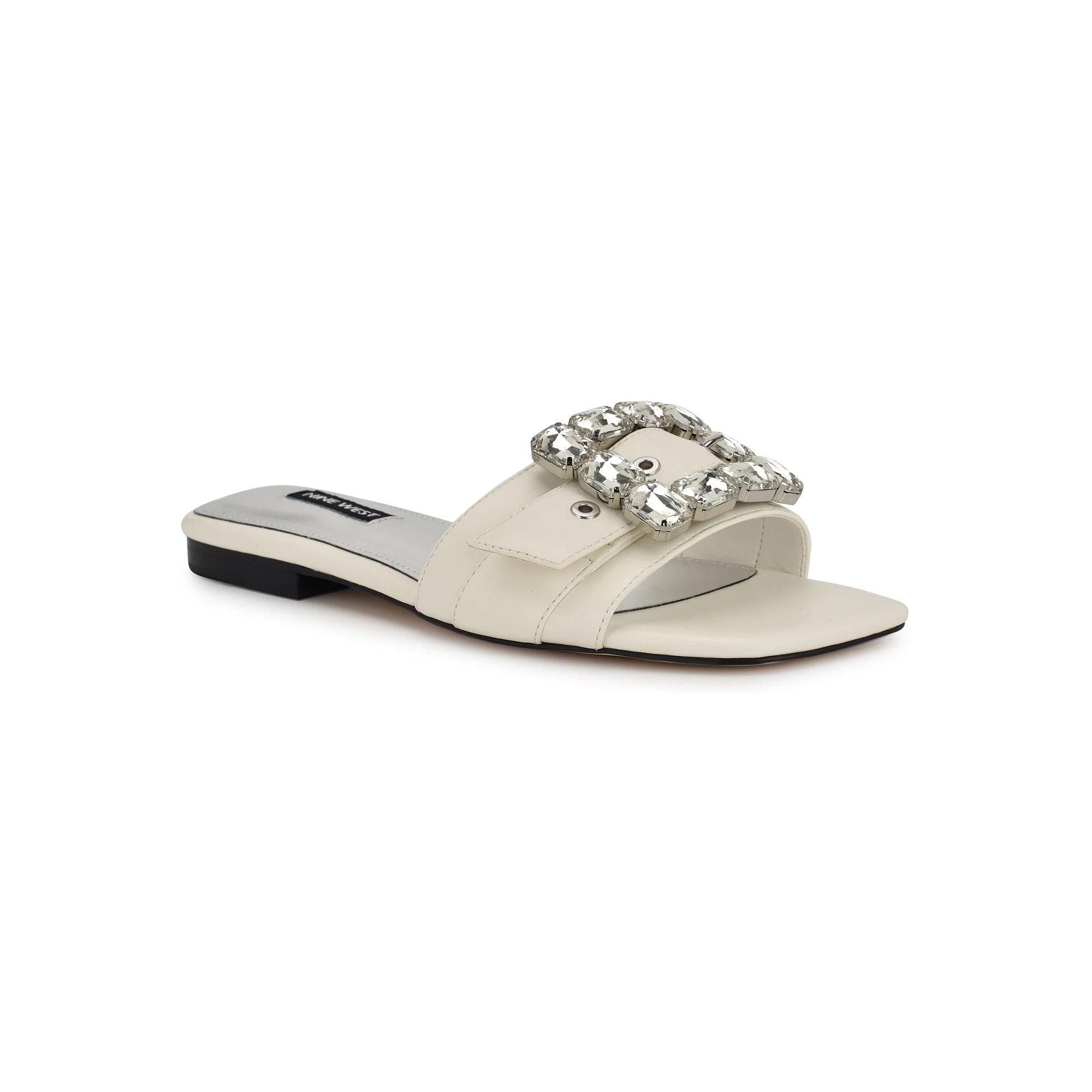 Nine West Matter Slip-on Embellished Women's Flat Sandals, Size: 11, White Product Image