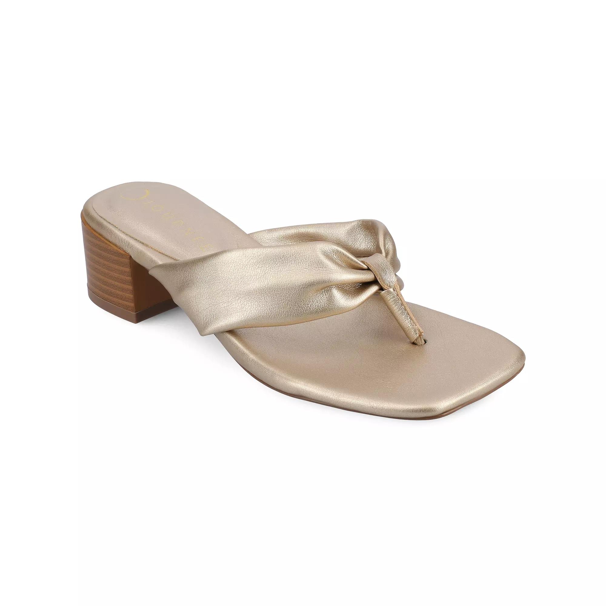 Journee Seelah Women's Heeled Thong Sandals, Size: 12, Beige Product Image