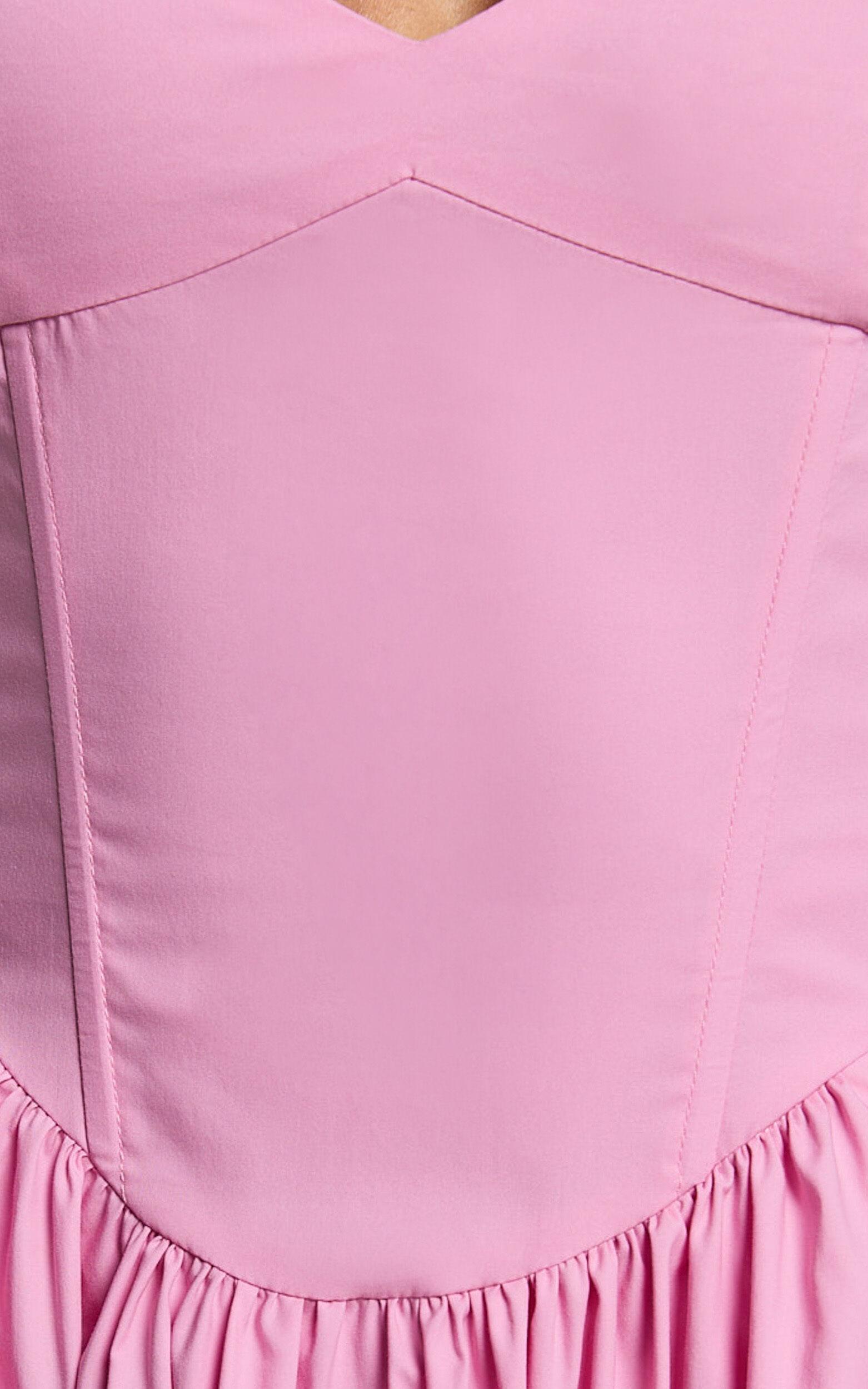 Holly Midi Dress - Corset Lace Up Dress with Split in Musk Pink Product Image