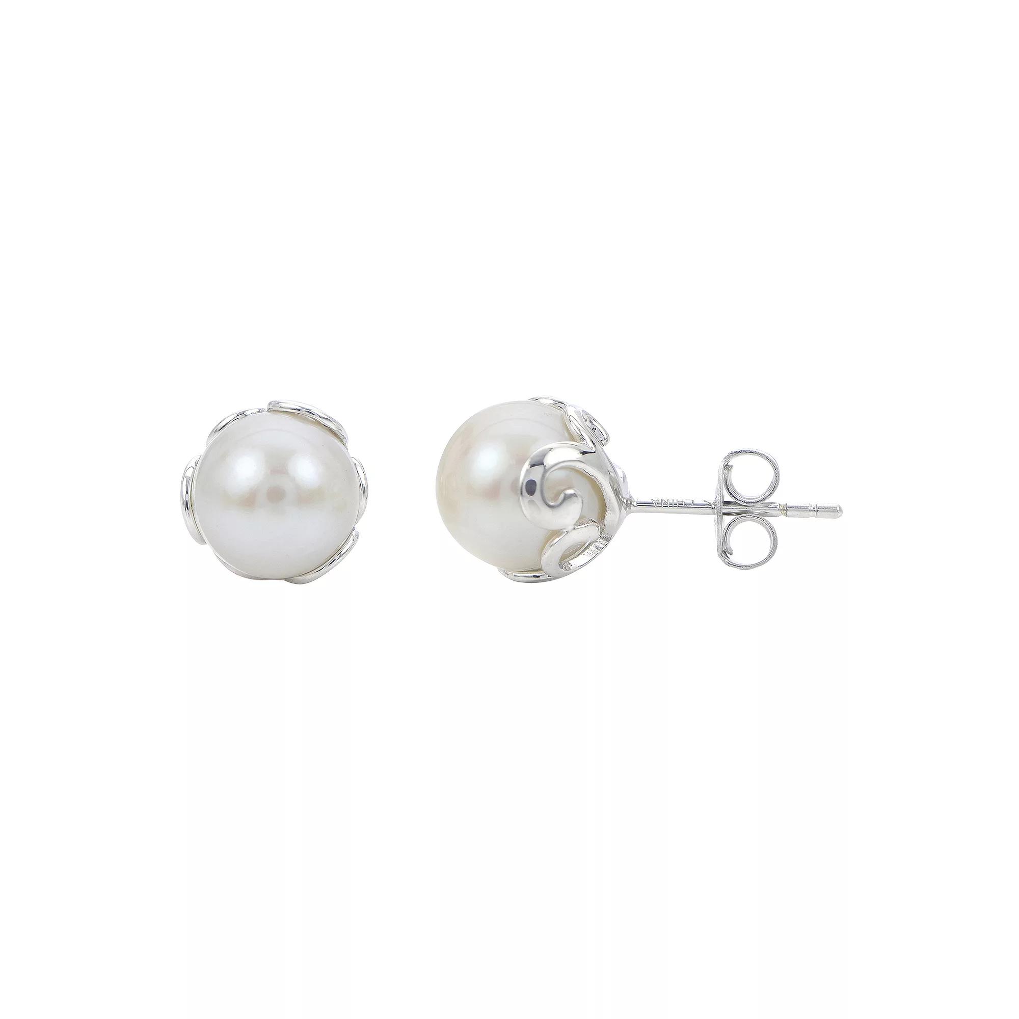 PearLustre by Imperial Sterling Silver Filigree Freshwater Cultured Pearl Stud Earrings, Women's Product Image