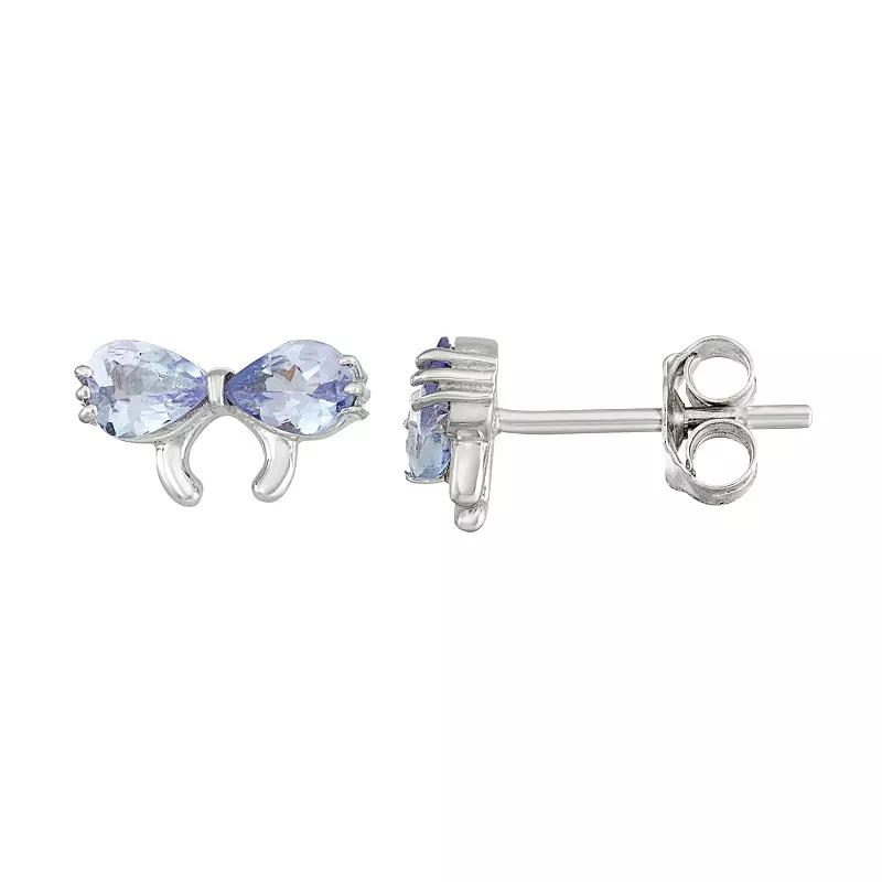 Jewelexcess Sterling Silver Tanzanite Bow Stud Earrings, Women's, Blue Product Image