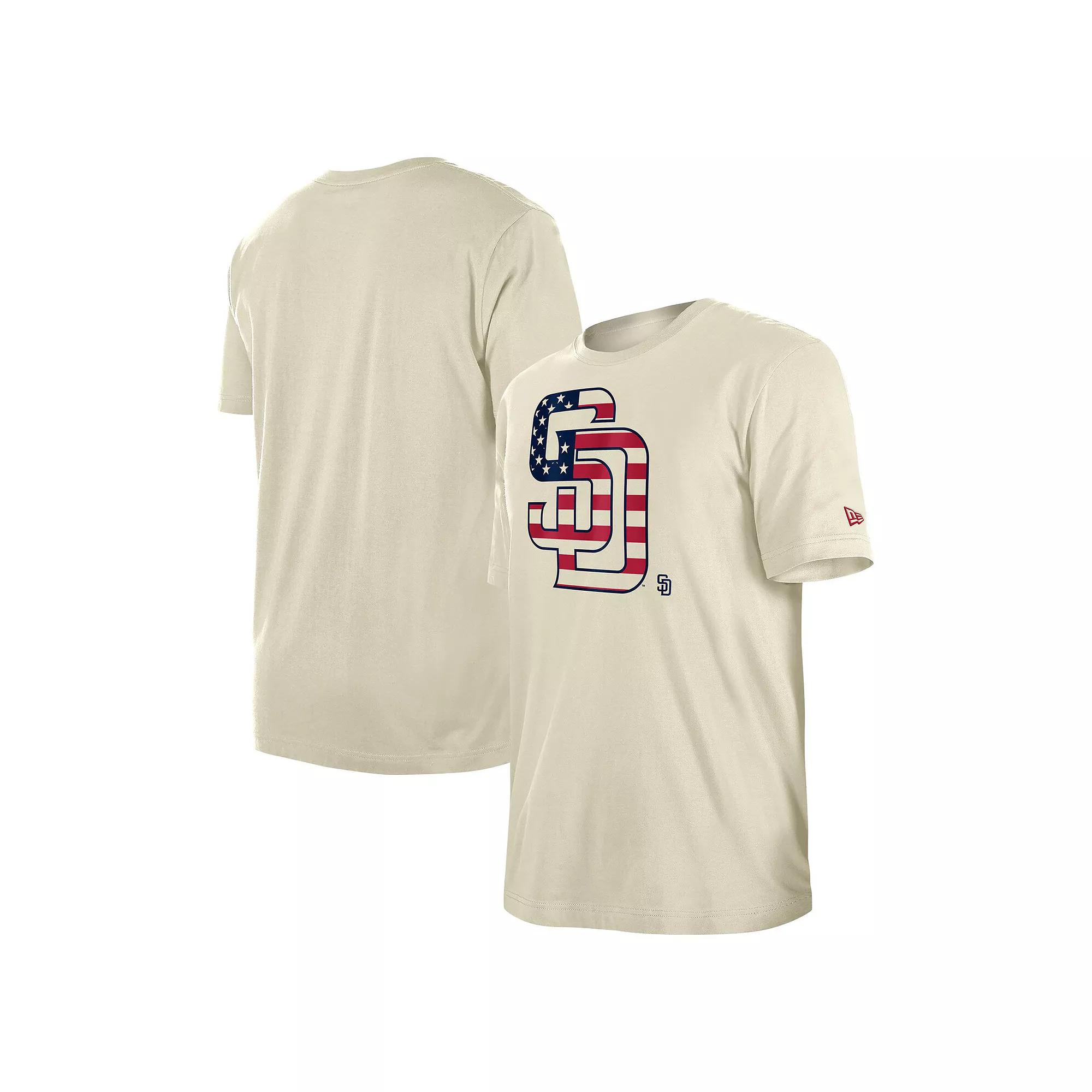 Men's New Era Cream San Diego Padres 4th of July Flag Fill T-Shirt,  Product Image