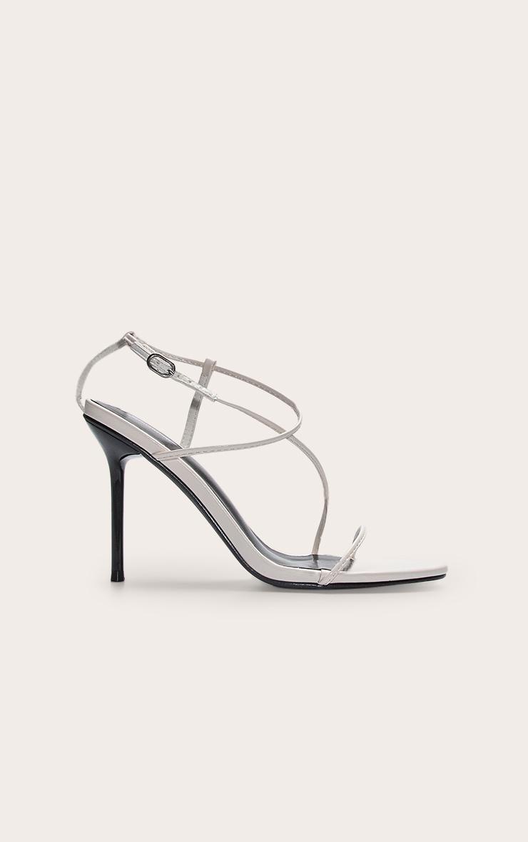 Monochrome Pu Round Toe Strappy High Stiletto Heeled Sandals Product Image