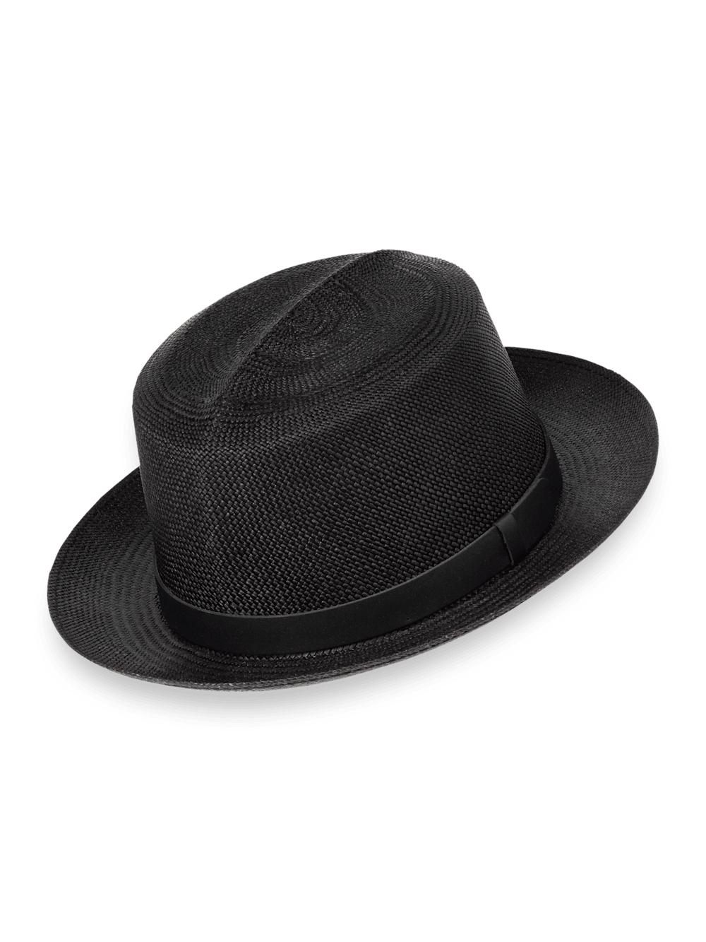 Panama Fedora With Leather Band - Black Product Image