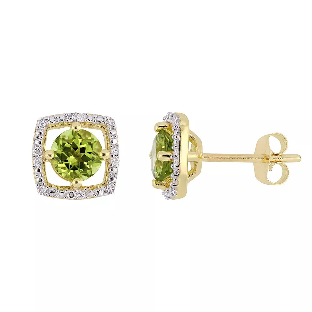 Stella Grace 10K Gold Gemstone & Diamond Accent Frame Earrings, Women's, Peridot Product Image