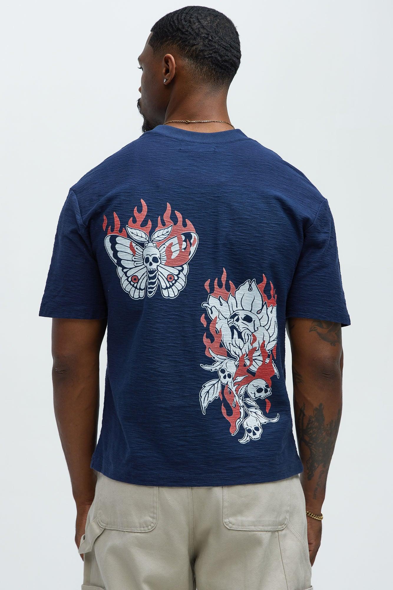 Mentally Somewhere Else Textured Short Sleeve Tee - Navy Product Image