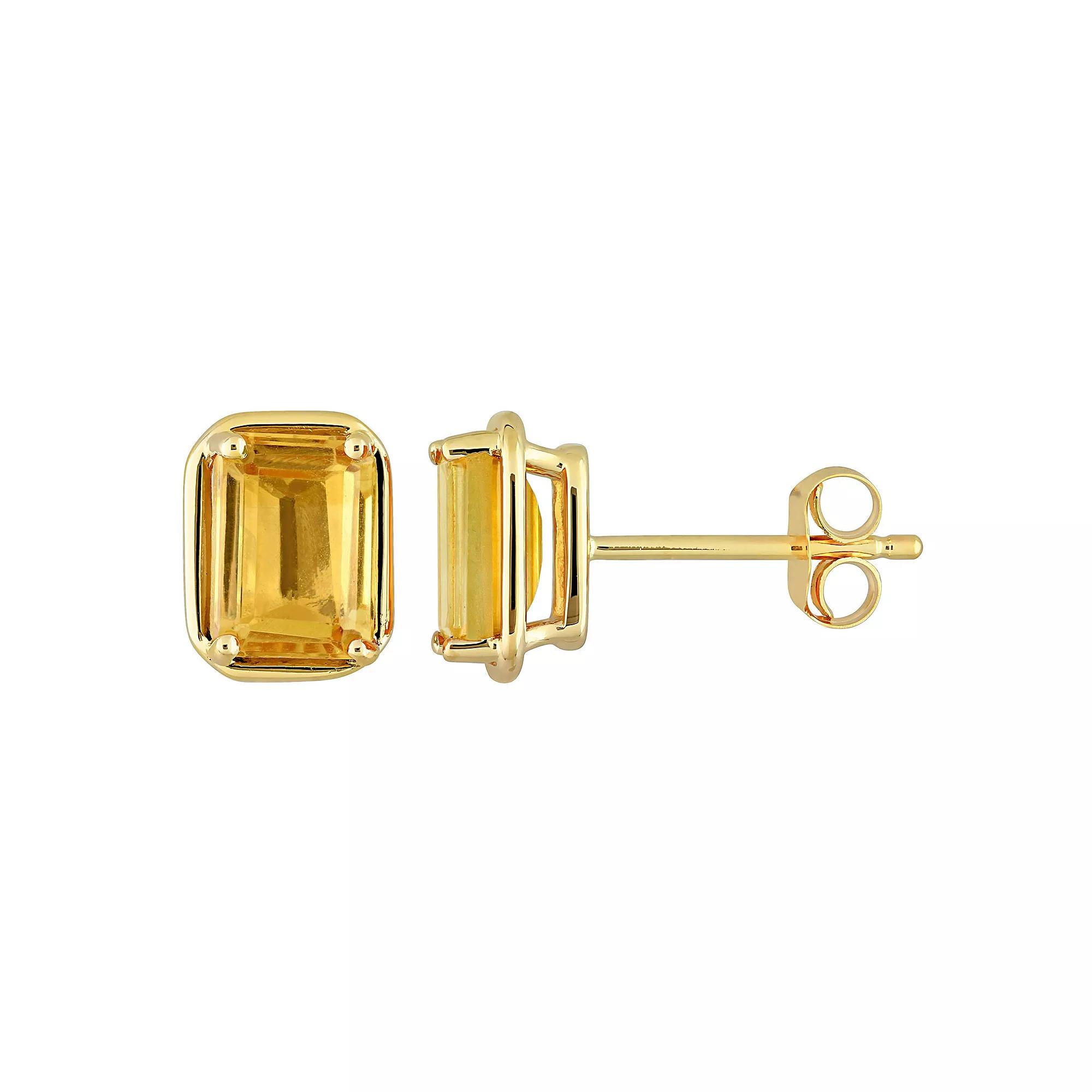 Stella Grace 14k Gold Octagon Citrine Stud Earrings, Women's Product Image