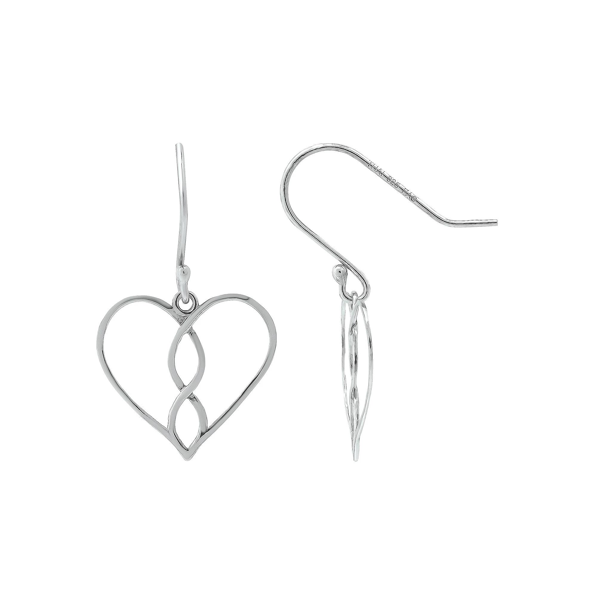 Aleure Precioso Infinity & Heart Fishhook Drop Earrings, Women's, Silver Tone Product Image
