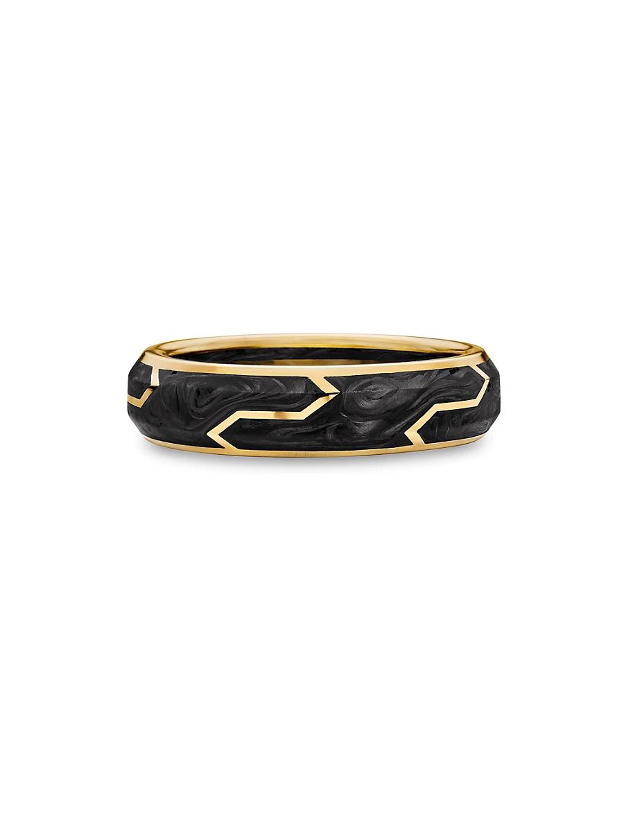 Mens Forged Carbon Band Ring with 18K Yellow Gold Product Image