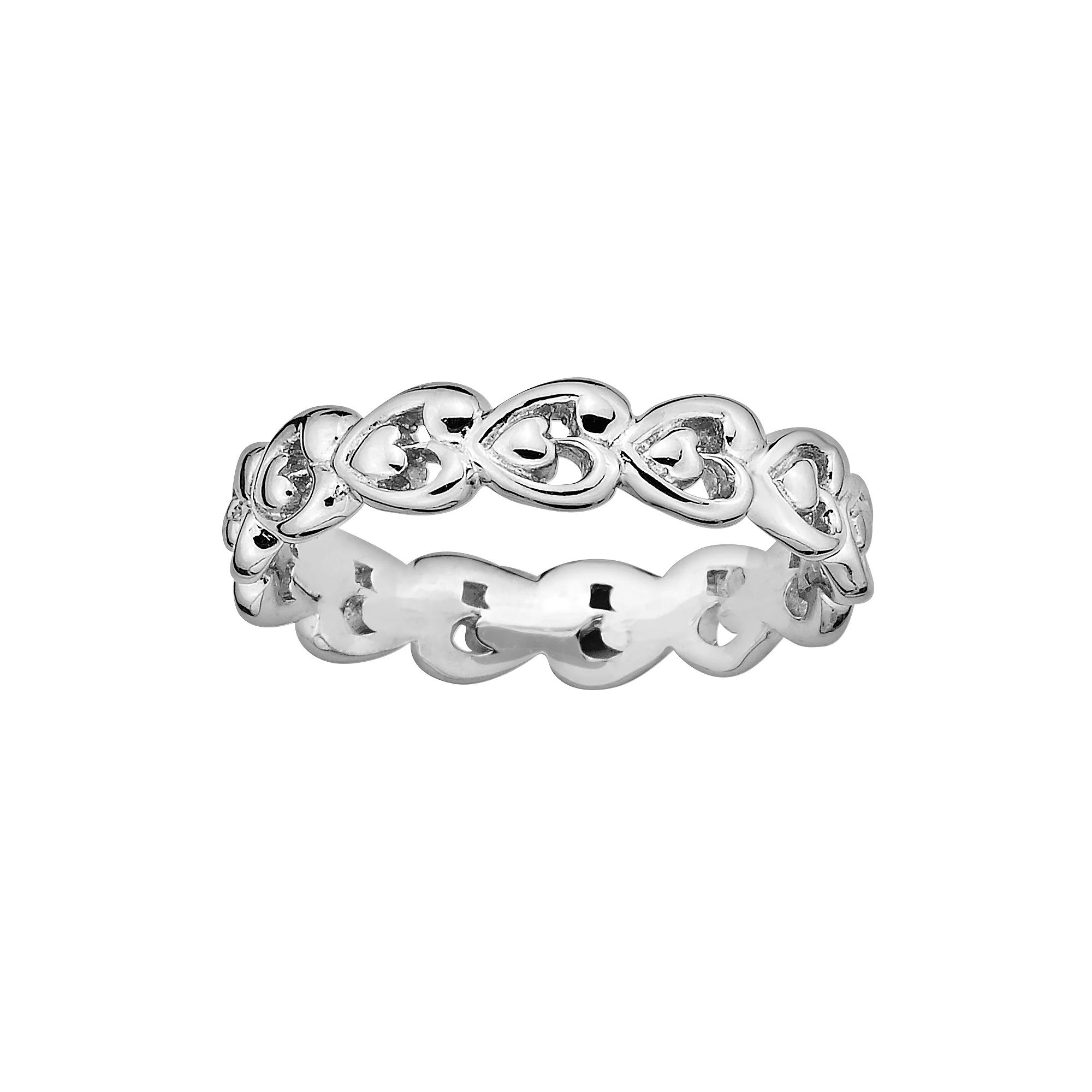 Stacks & Stones Sterling Silver Heart Stack Ring, Women's, Size: 5 Product Image