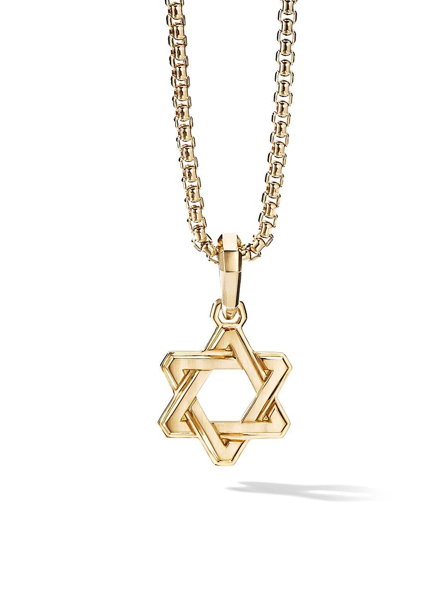 Mens Deco Star of David Pendant in 18K Yellow Gold, 24MM Product Image
