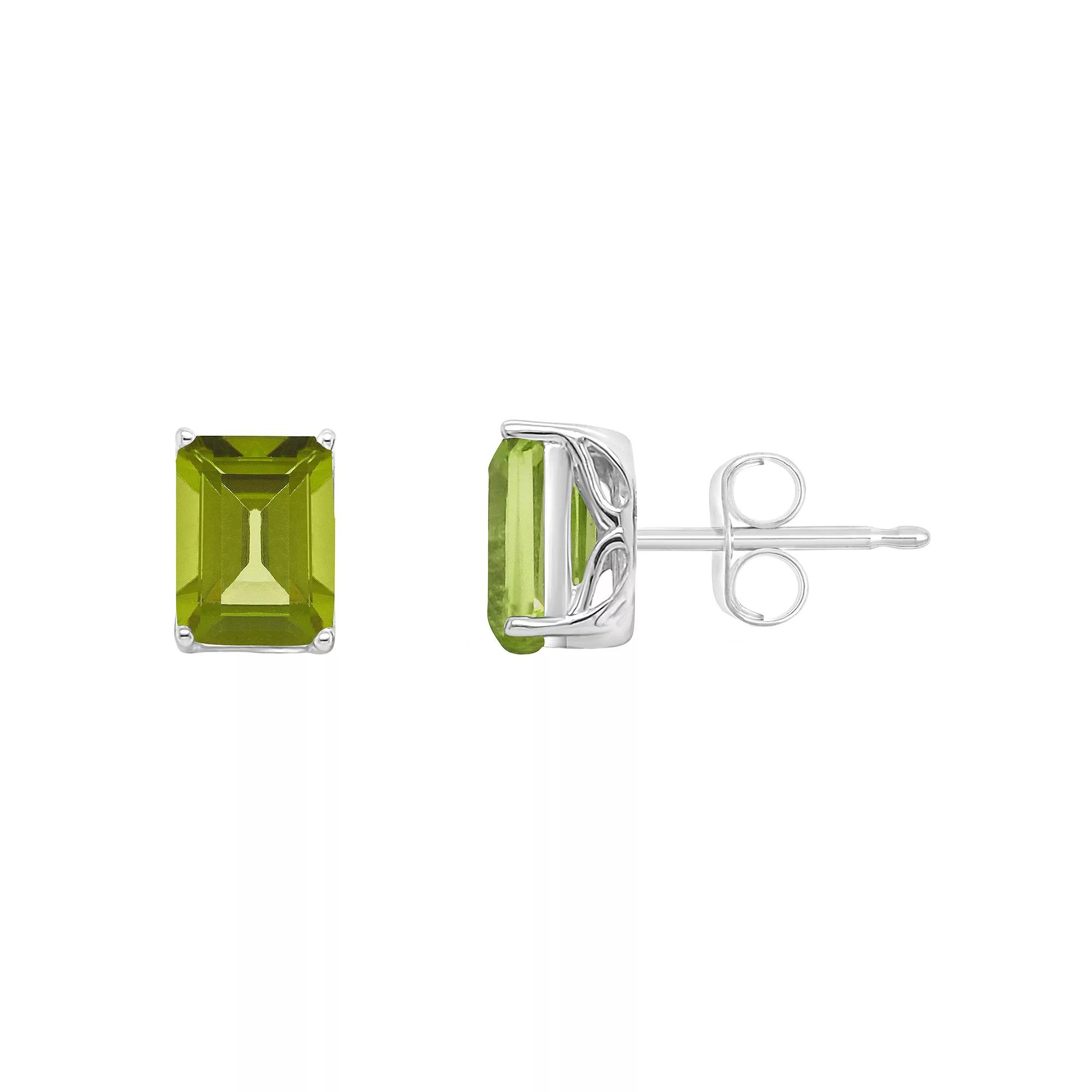Alyson Layne 14k Gold Emerald Cut Peridot Stud Earrings, Women's, 14k White Gold Product Image