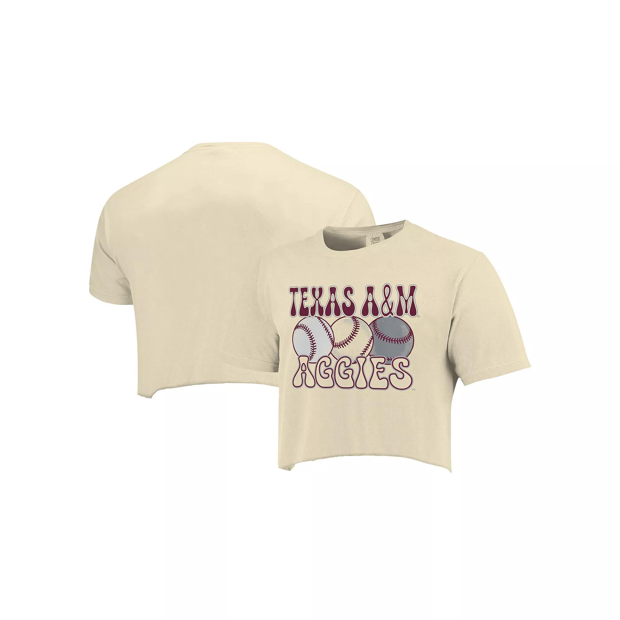 Women's Natural Texas A&M Aggies Comfort Colors Baseball Cropped T-Shirt,  Product Image