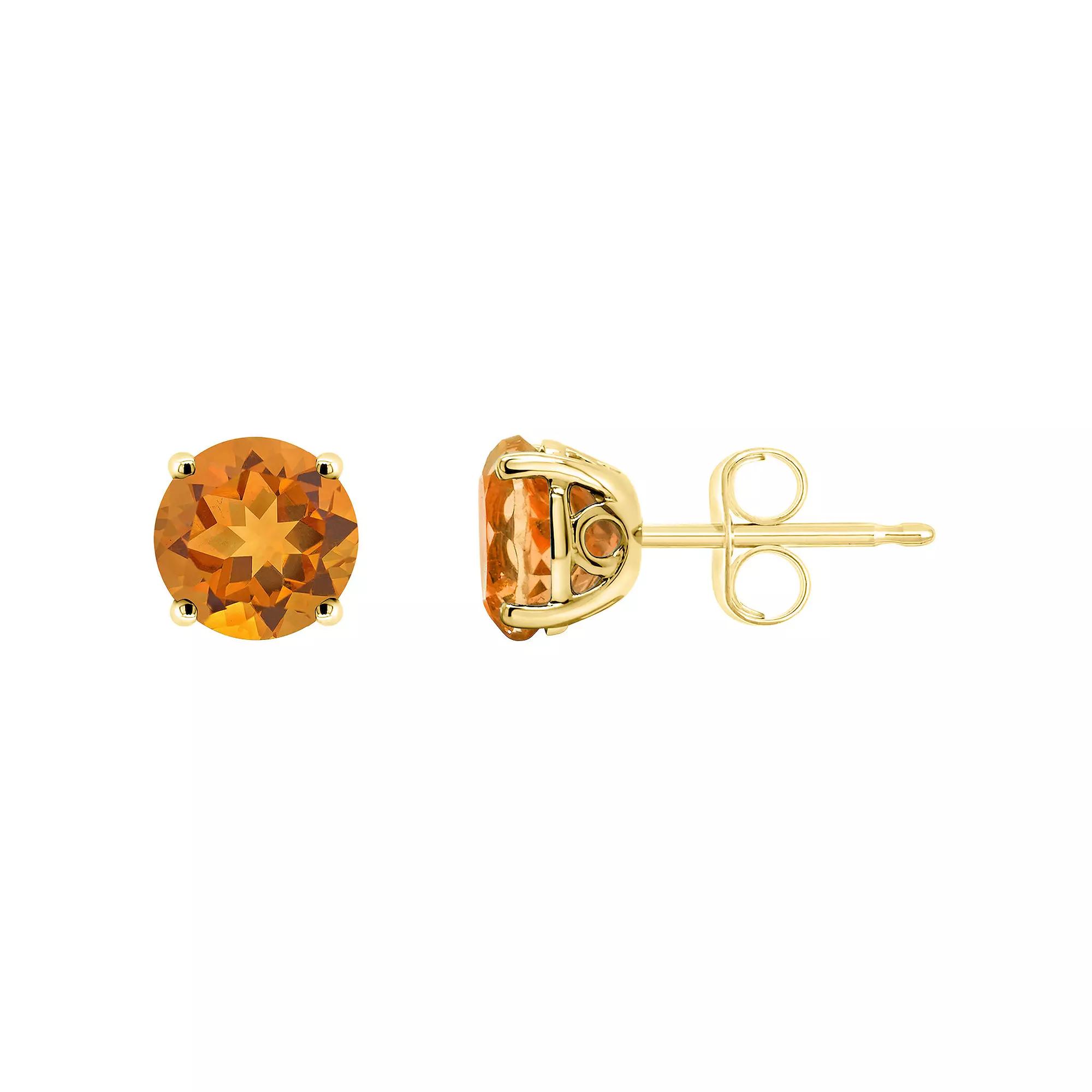 Alyson Layne 14k Gold Round Citrine Stud Earrings, Women's Product Image