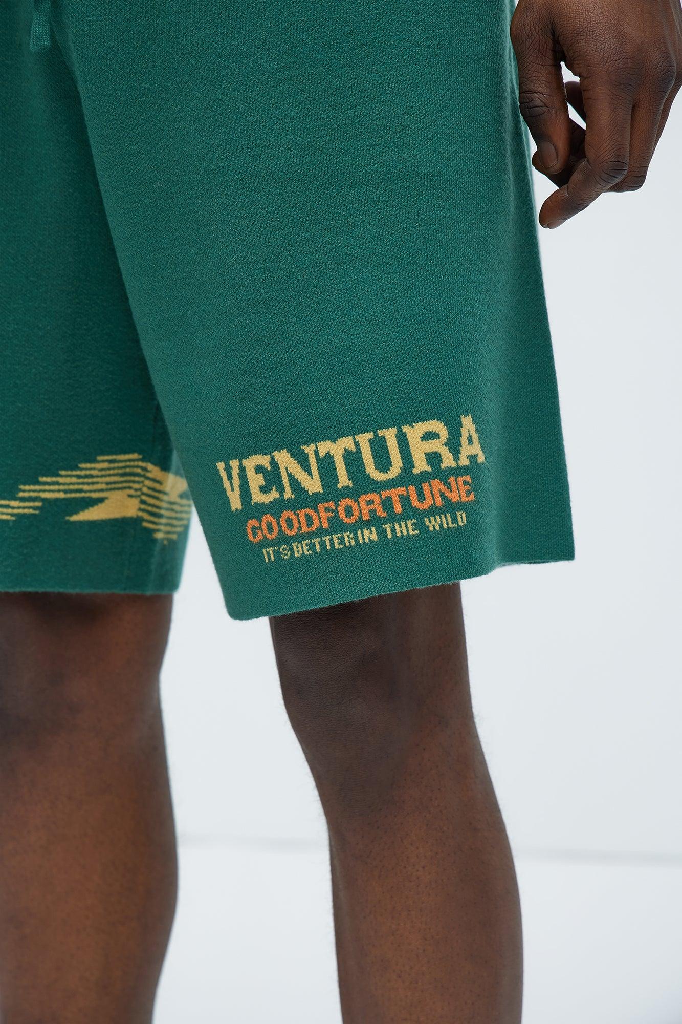 Dragon Palm Knitted Relaxed Shorts - Green/combo Product Image