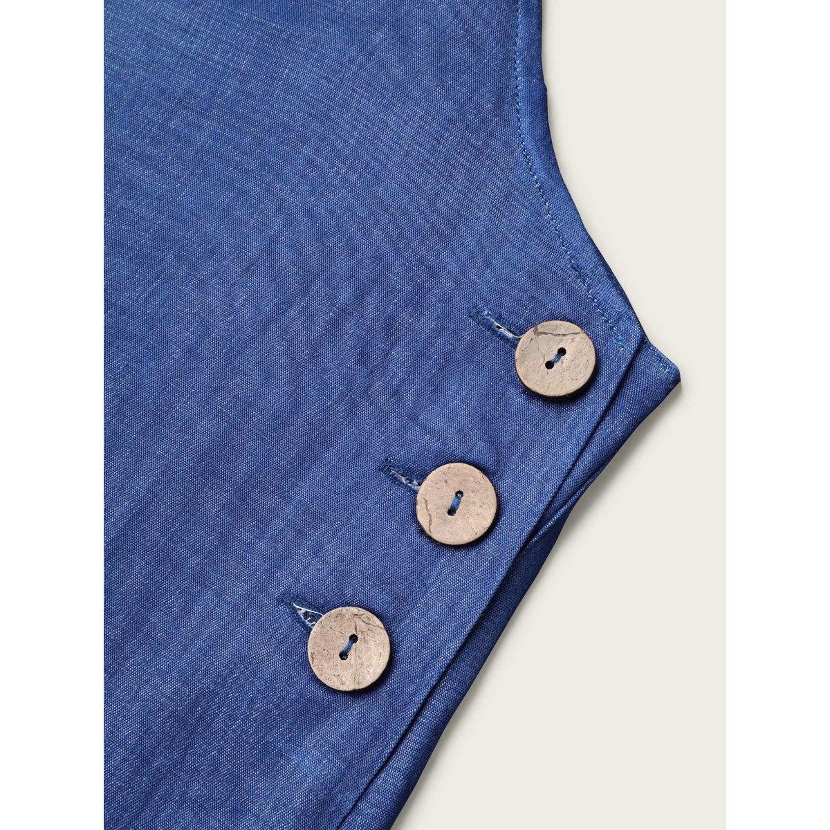 Plus Size Mediumblue Adjustable Straps Fake-Denim Jumpsuit Women Elegant Sleeveless U-neck Elegant Loose Jumpsuits BloomChic 14-16/1X Product Image