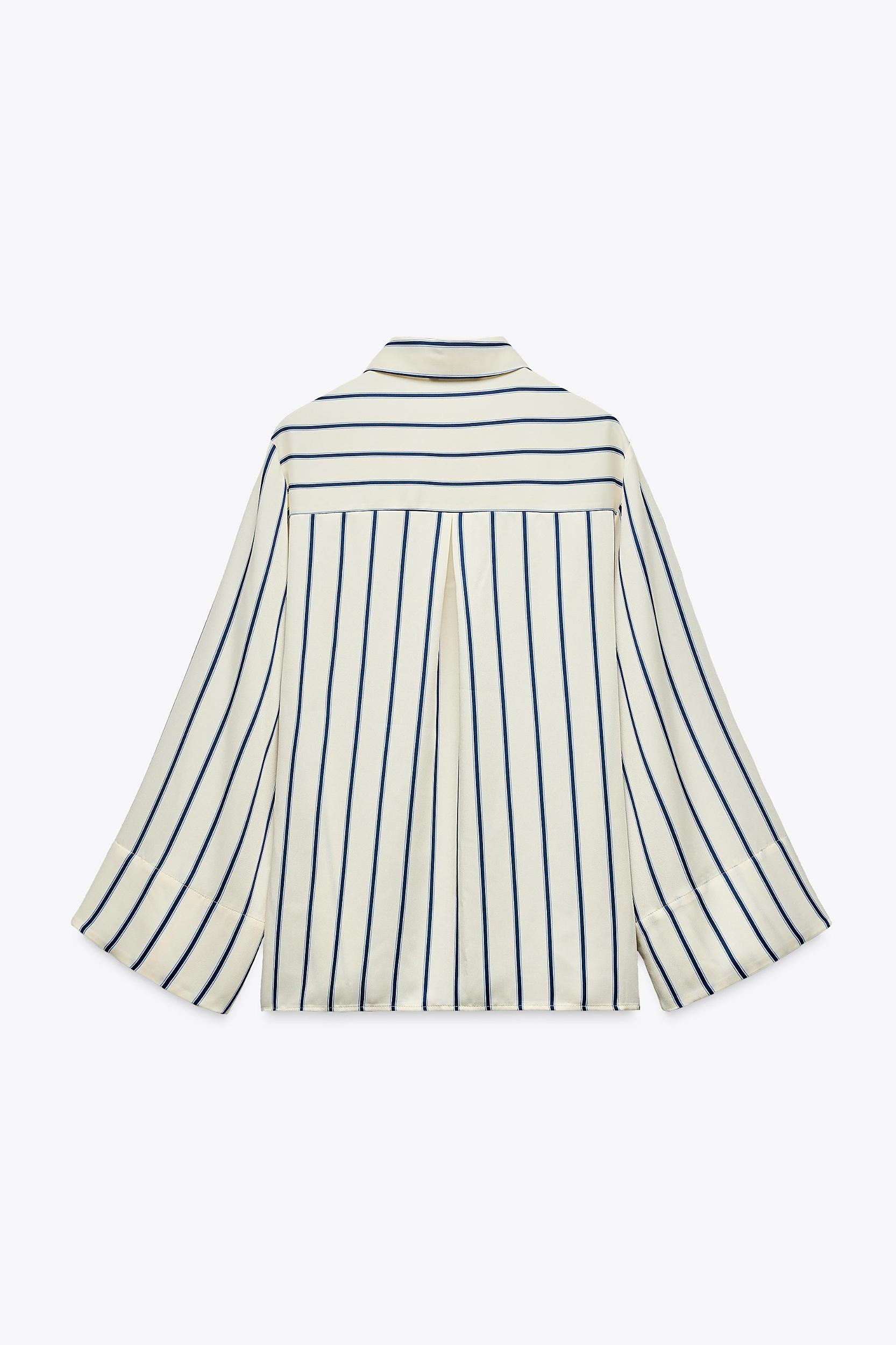 WIDE SLEEVE STRIPED BLOUSE Product Image