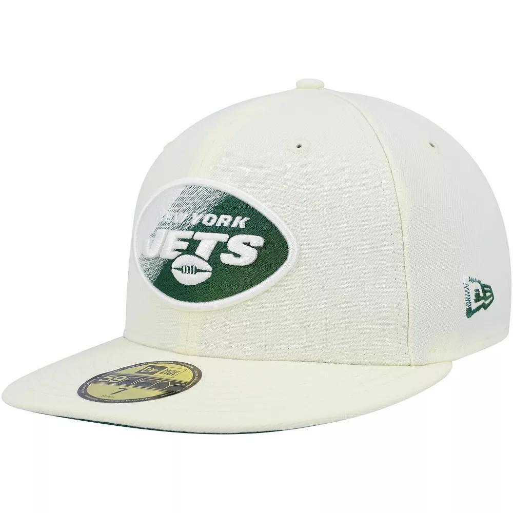 Men's New Era Cream New York Jets Chrome Color Dim 59FIFTY Fitted Hat, Size: 7 5/8, Beige Product Image