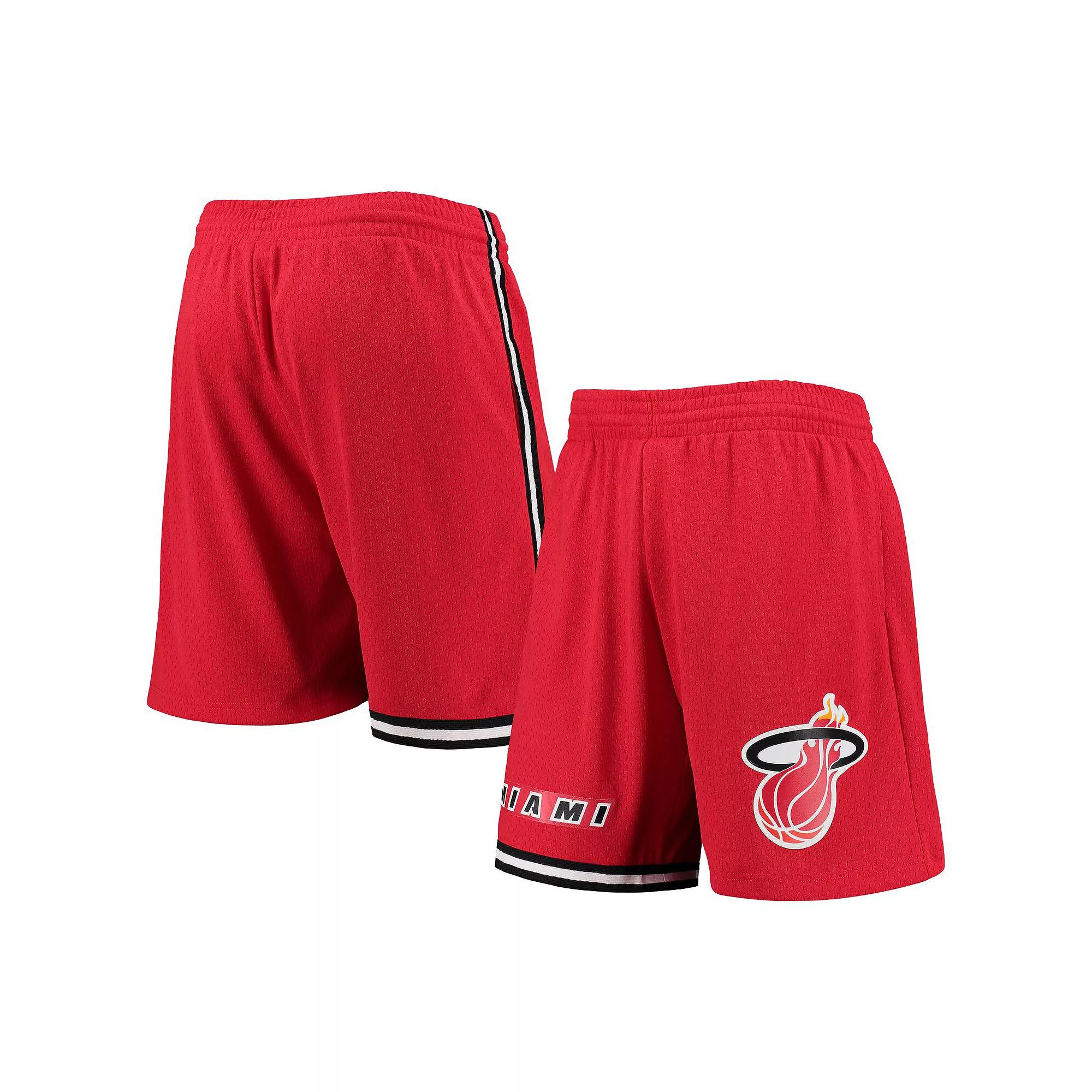 Men's Mitchell & Ness Red Miami Heat 1996-97 Hardwood Classics Swingman Shorts, Size: Small Product Image