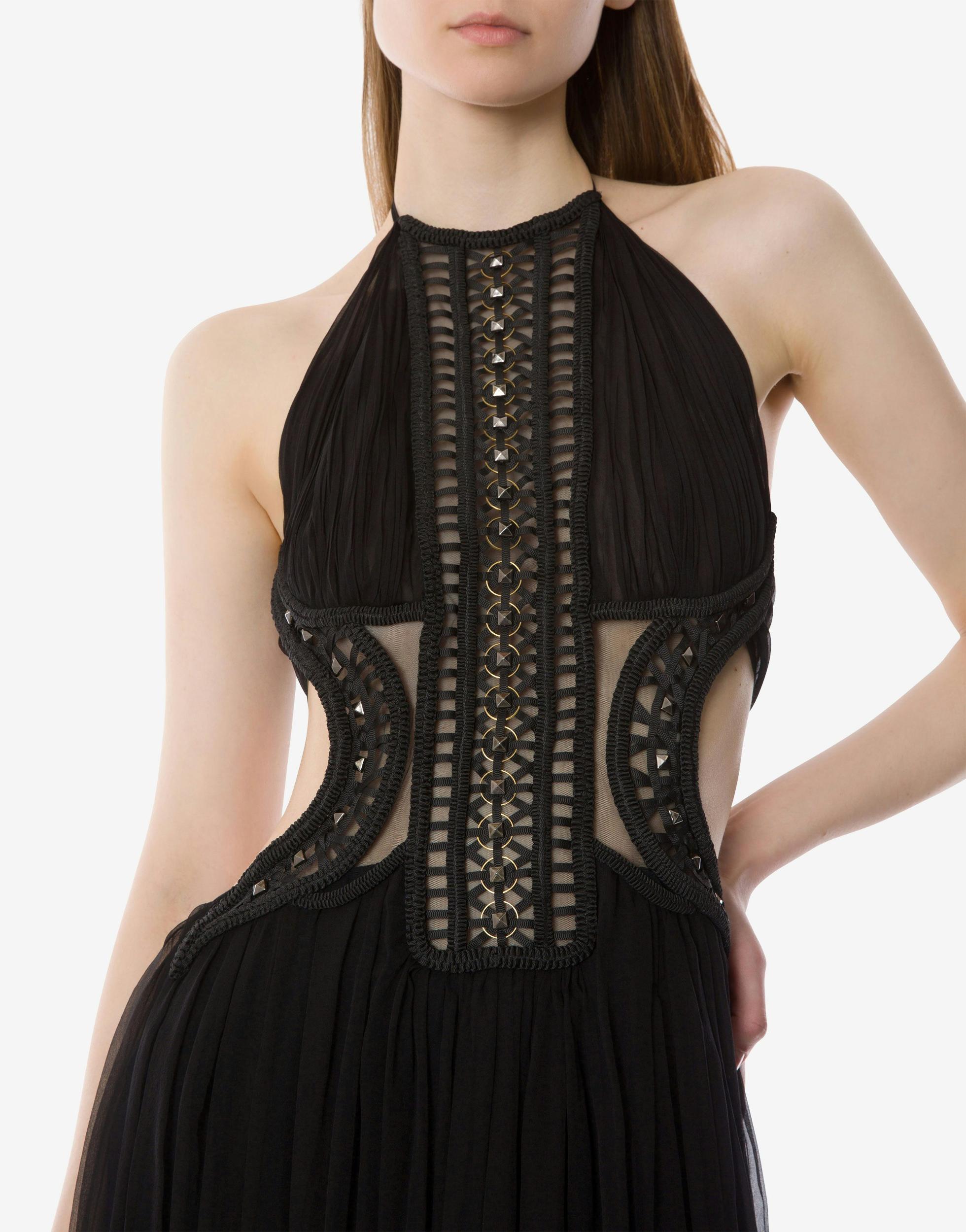 Tulle long dress with embroidery Product Image