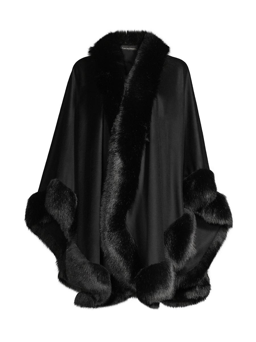 Womens Faux Fur & Cashmere U-Cape Product Image