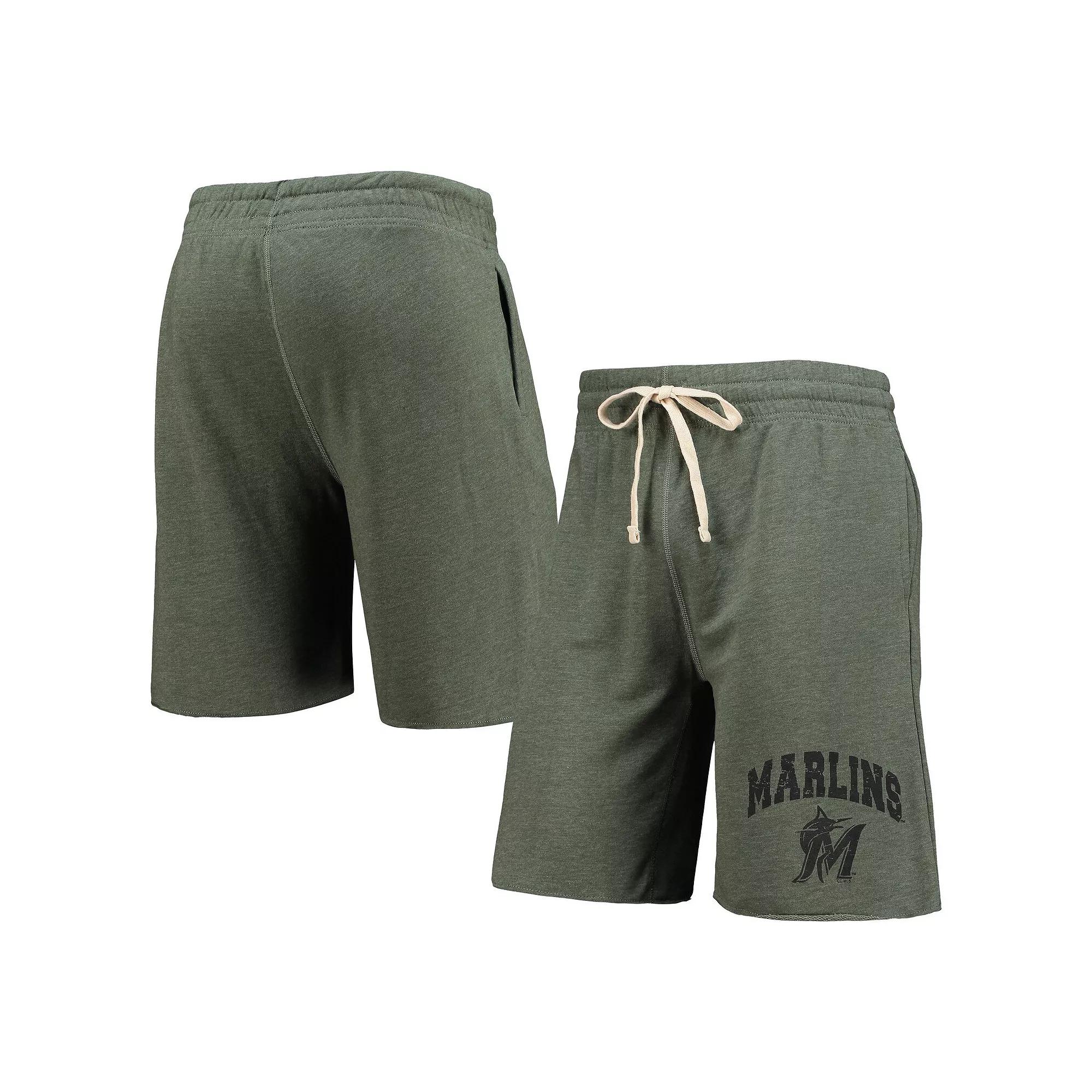 Men's Concepts Sport Green Miami Marlins Mainstream Logo Terry Tri-Blend Shorts, Size: XL Product Image