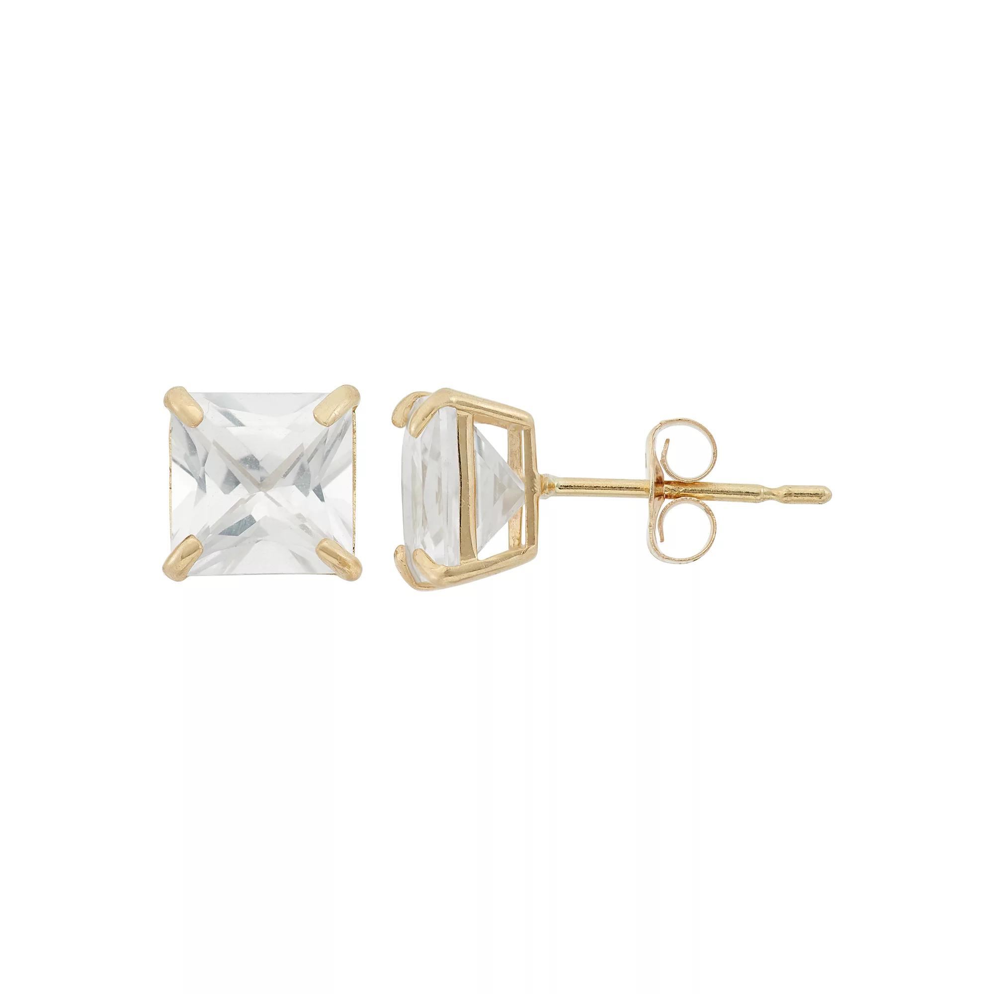 Designs by Gioelli Lab-Created White Sapphire 10k Gold Stud Earrings, Women's Product Image