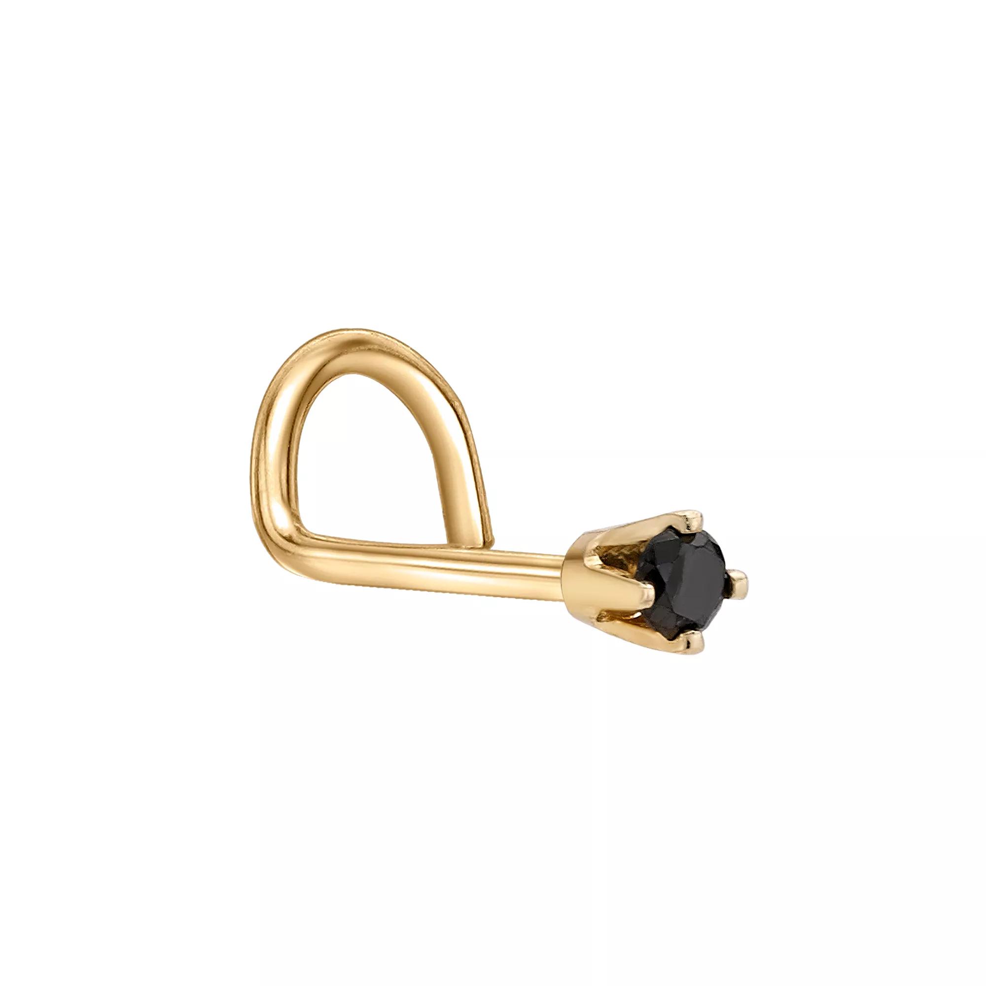 Lila Moon 14k Gold 1.7 mm Black Diamond Accent Curved Nose Stud, Women's, 14k Whgold Product Image