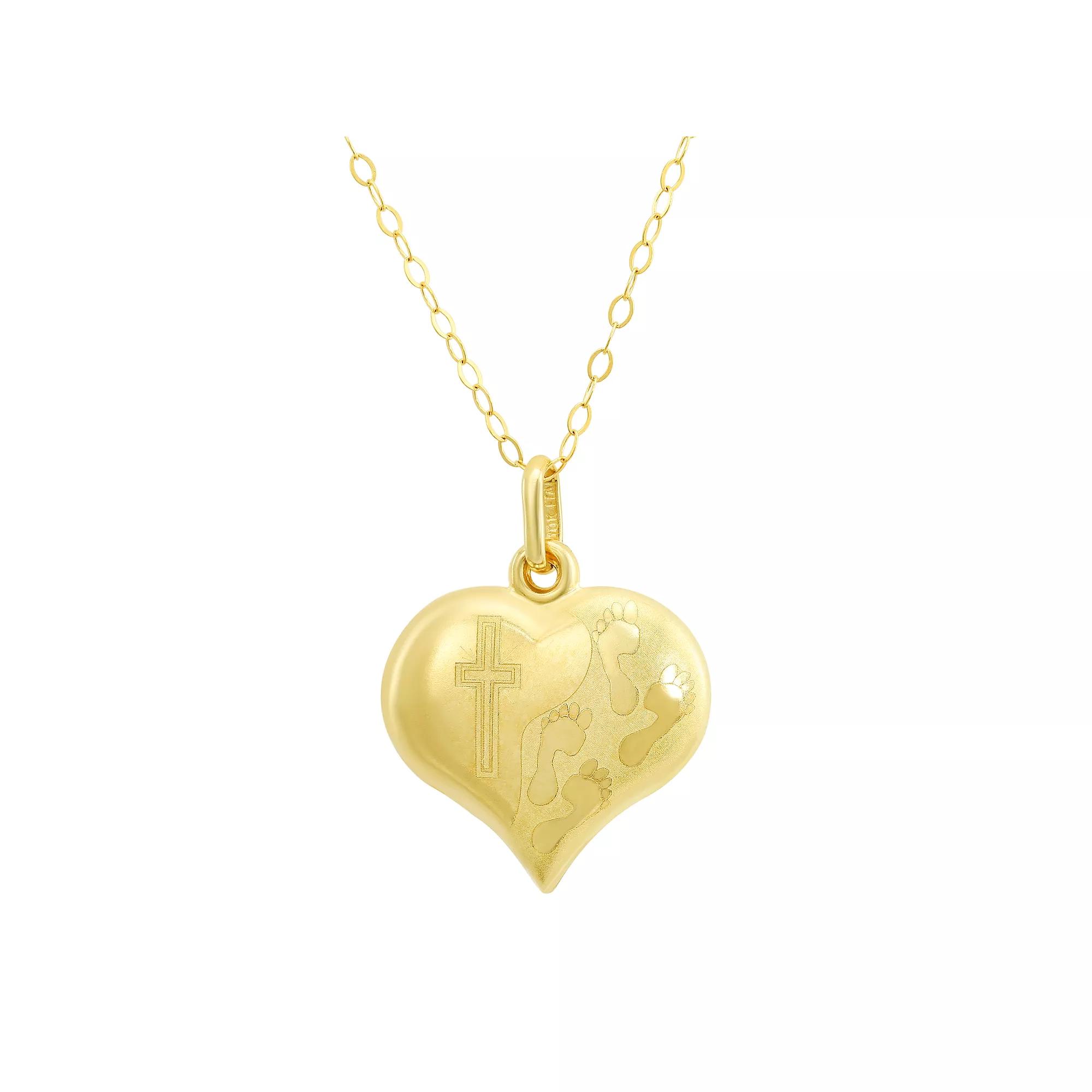 Taylor Grace 10k Gold Heart With Footprint Pendant Necklace, Women's, Size: 18" Product Image