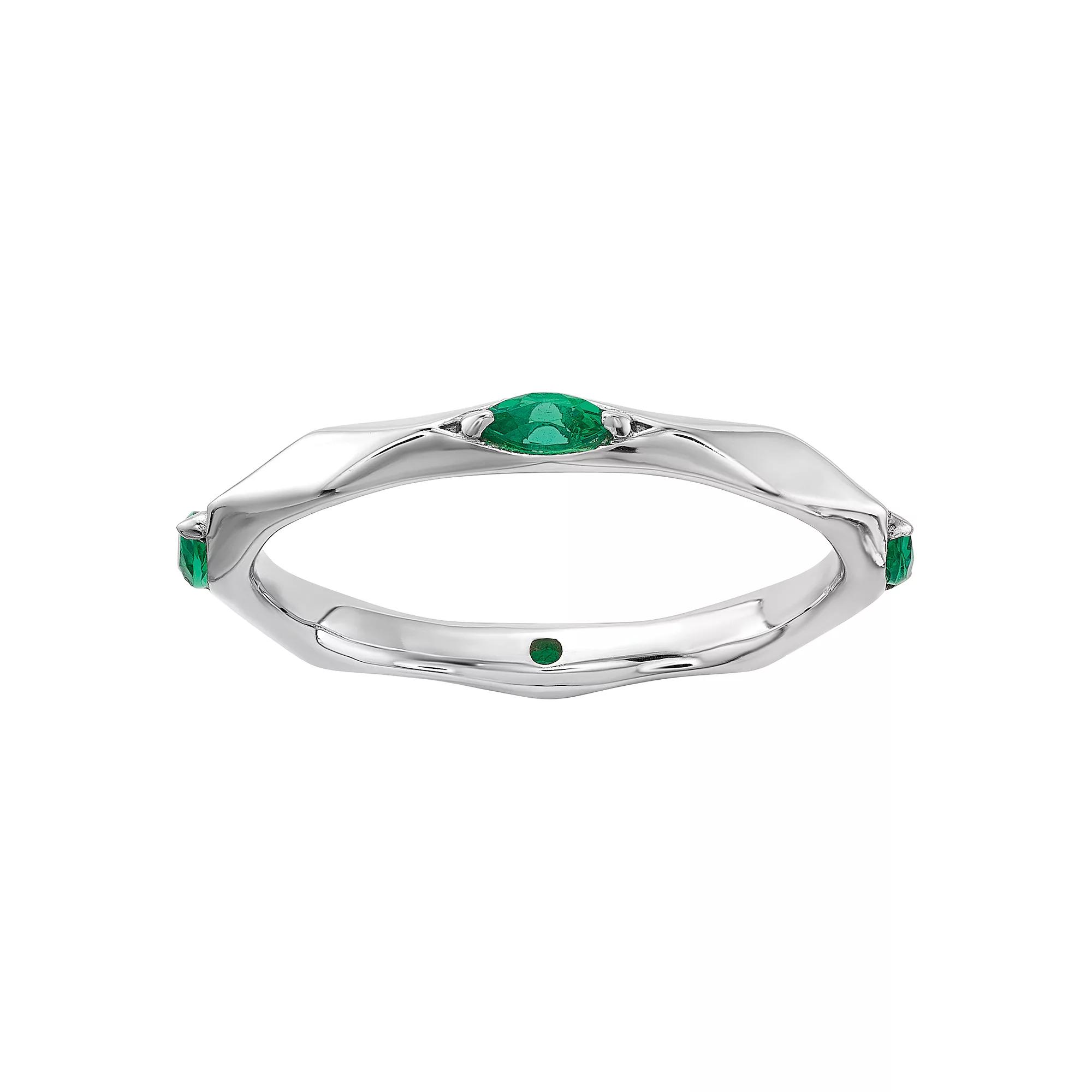 Stacks & Stones Sterling Silver Gemstone Stackable Ring, Women's, Size: 9, Created Green Product Image