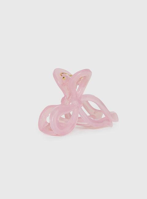 With A Bow Hair Clip Pink Product Image