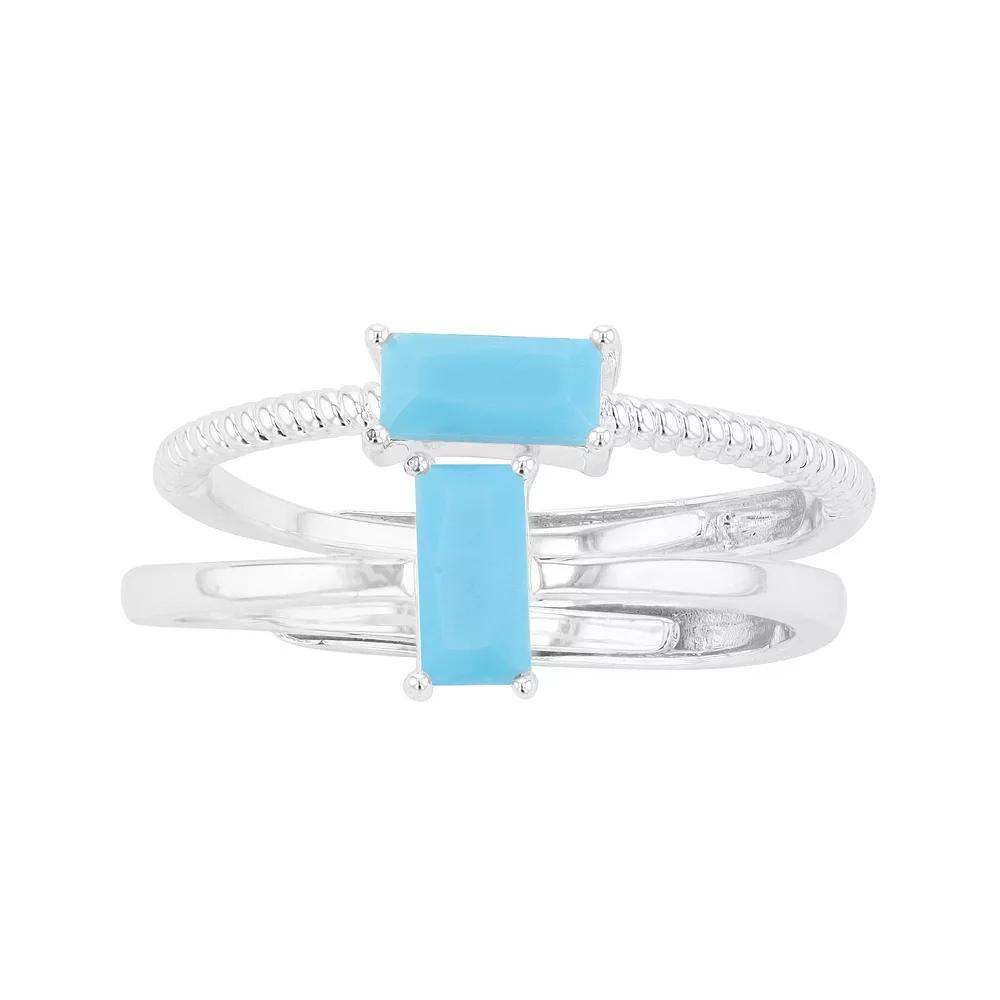 City Luxe Birthstone Simulated Gemstone Duo Ring Set, Women's, Silver Tone December Product Image