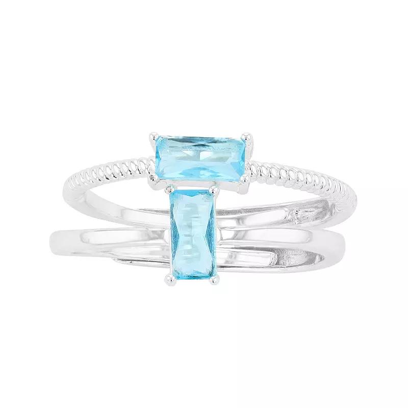 City Luxe Birthstone Simulated Gemstone Duo Ring Set, Women's, Silver Tone December Product Image
