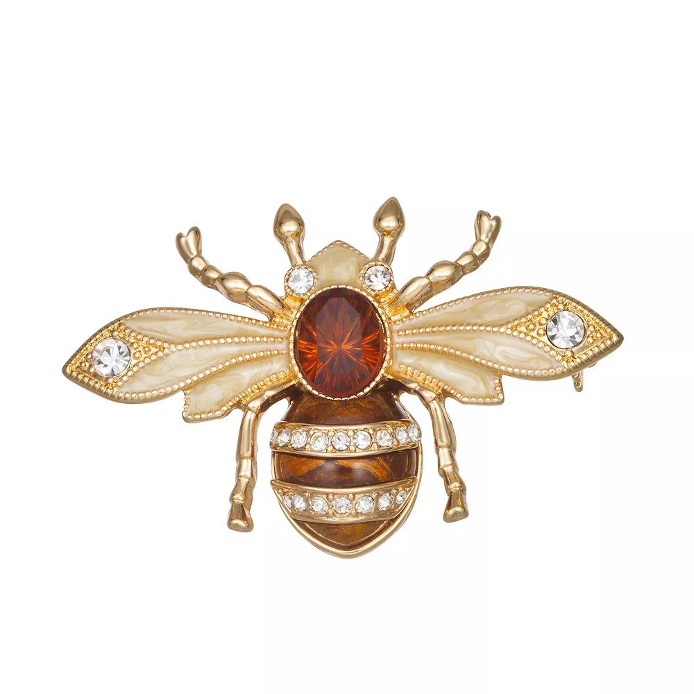 Napier Gold Tone Bee Pin, Women's, Brown Product Image