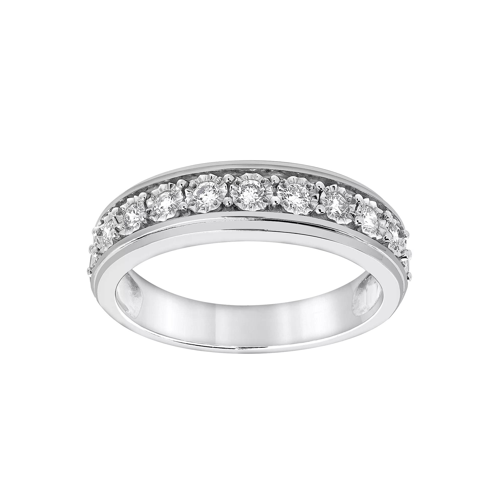 Diamond Brilliance Sterling Silver 1/4 Carat T.W. Lab-Created Diamond Pave Comfort Fit Band Ring, Women's,  Product Image