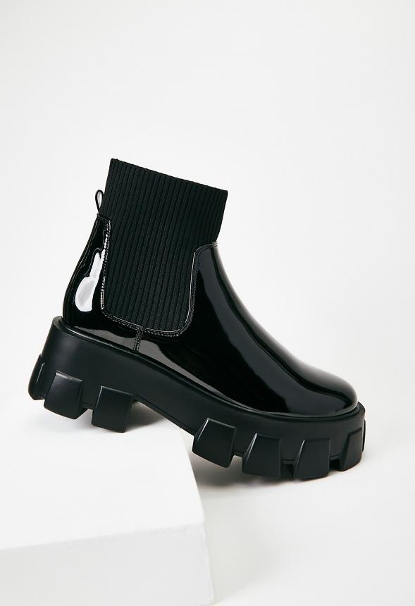 JustFab Margaux Platform Loafer Pump Womens Black/ White Size 8.5 Product Image