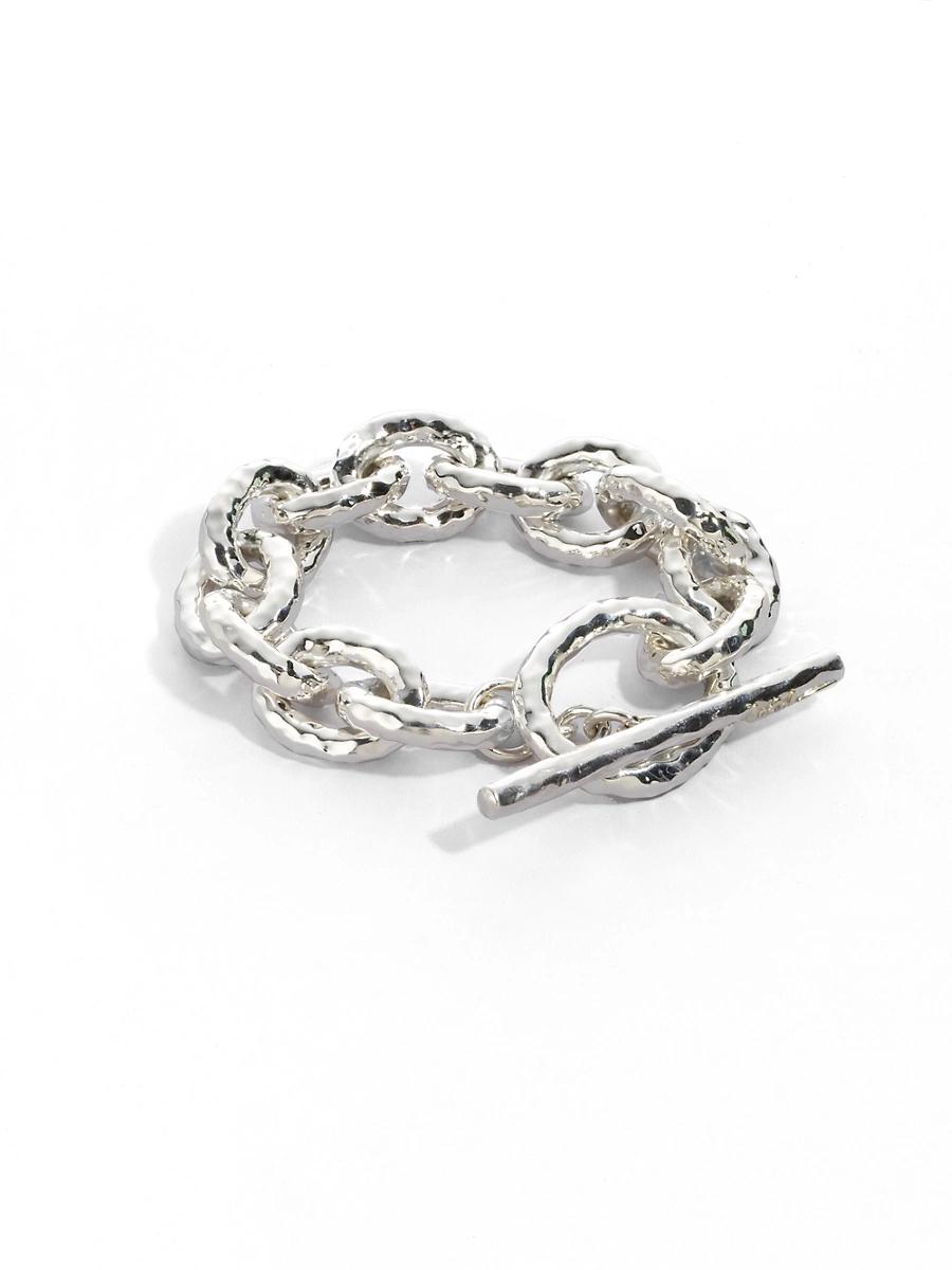 Jumbo Hammered Bastille Link Bracelet in Sterling Silver Product Image