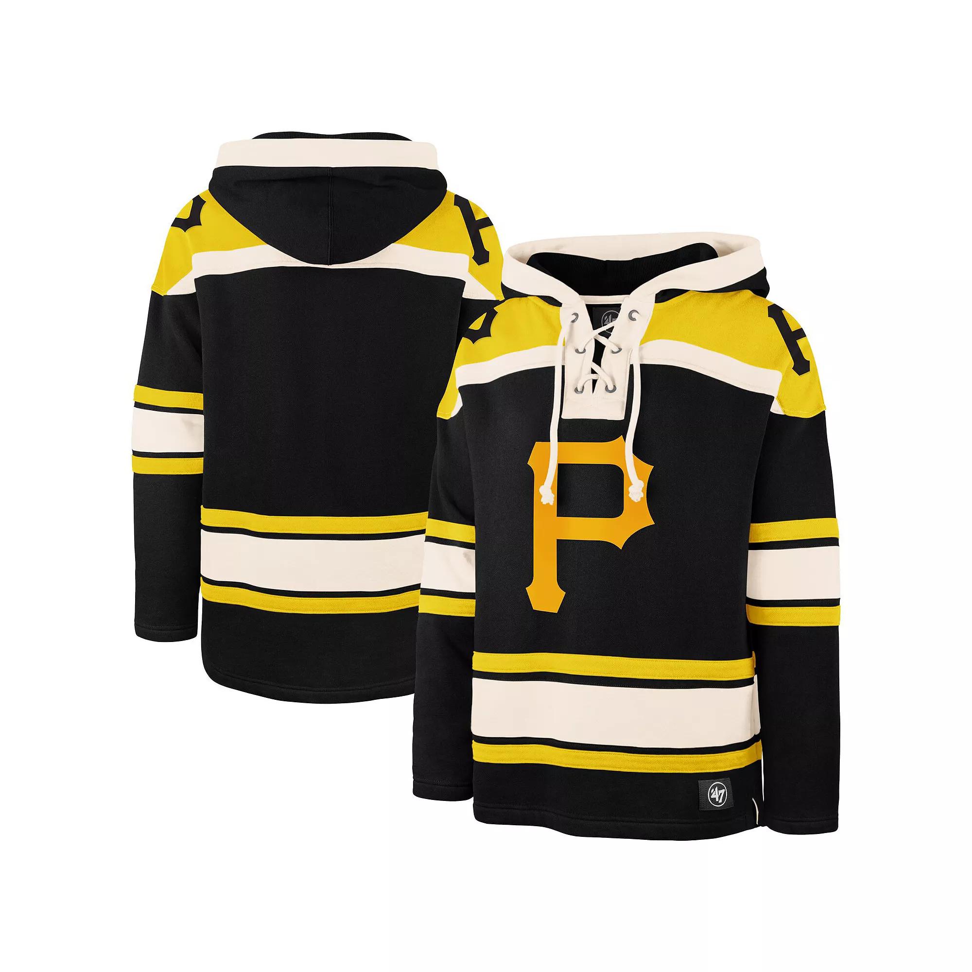 Men's '47 Black Pittsburgh Pirates Superior Lacer Pullover Hoodie, Size: XL Product Image