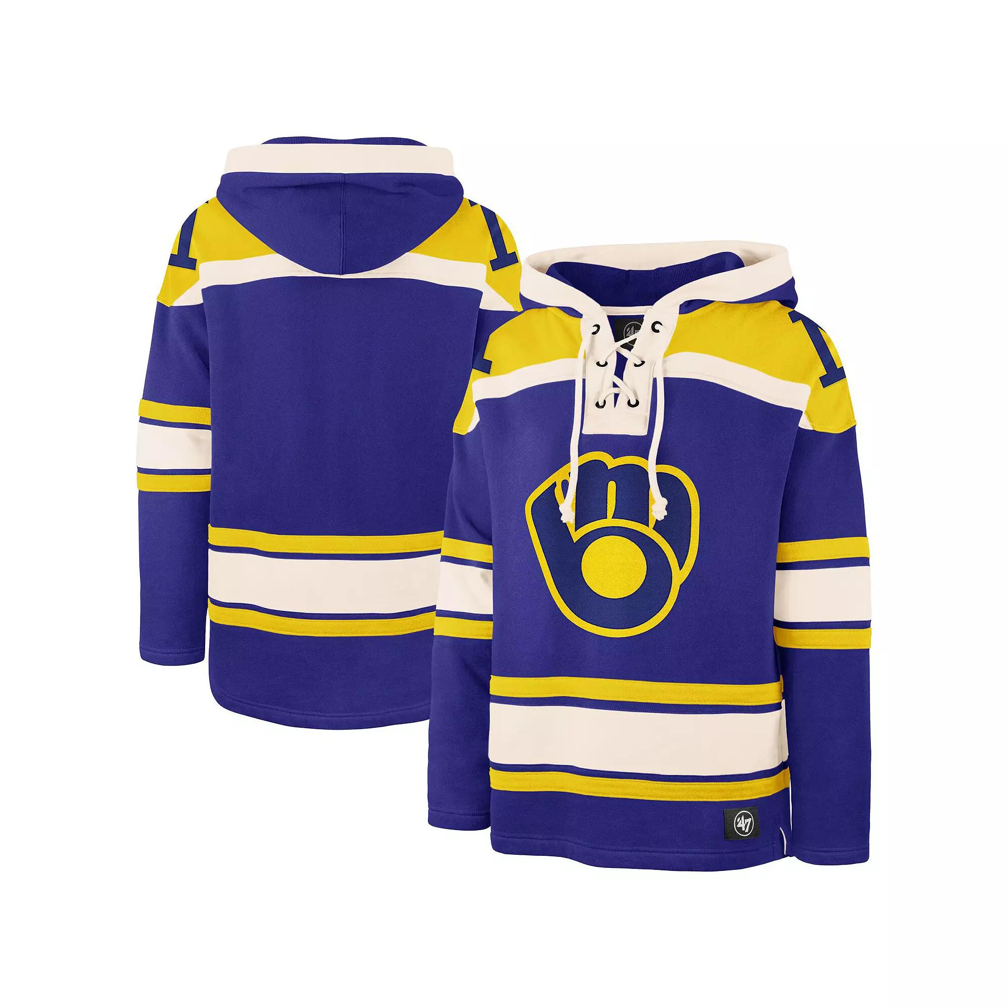 Mens 47 Royal Milwaukee Brewers Superior Lacer Pullover Hoodie Product Image