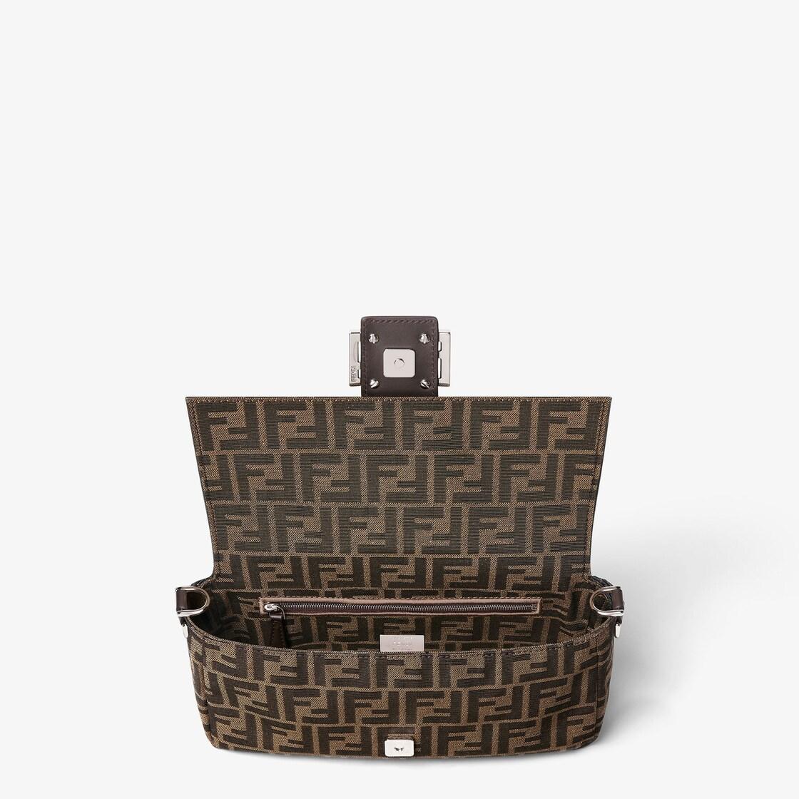 BaguetteTobacco brown FF jacquard fabric bag Product Image