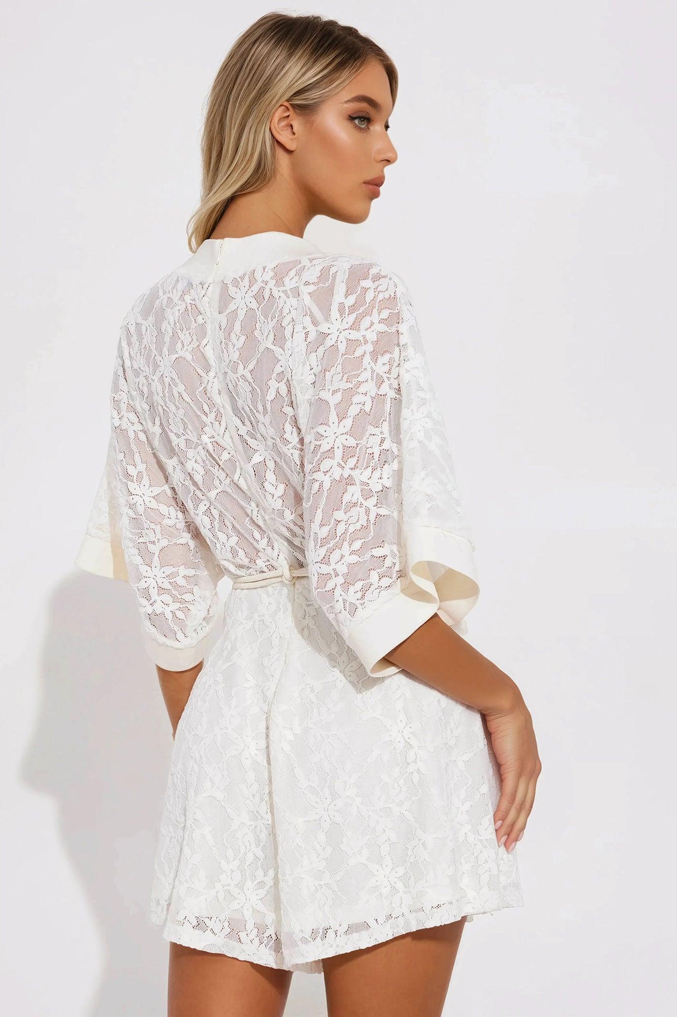 Rose All Day Romper - Cream Product Image